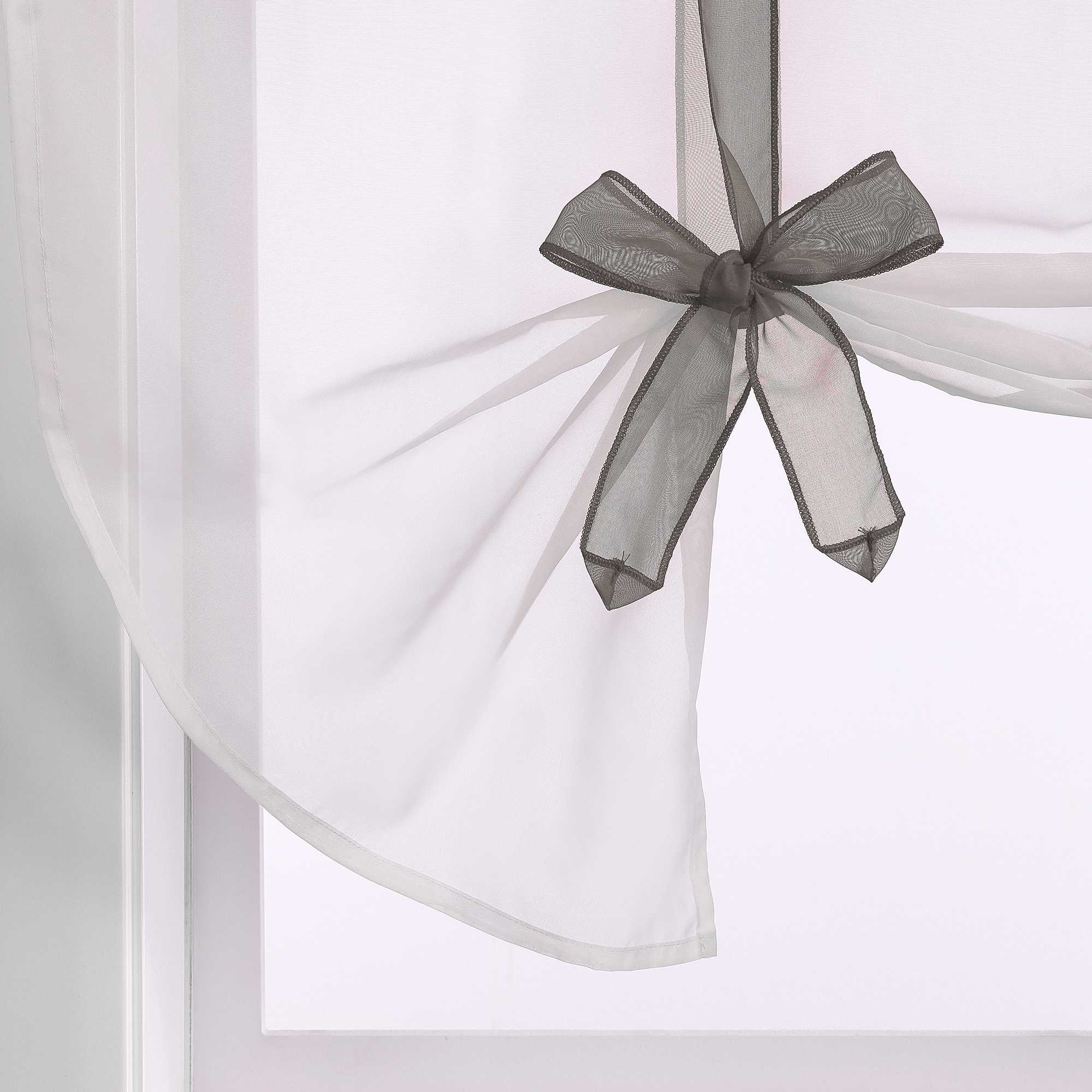 Rollos Schlaufengardine mit Schleifendesign transparent hochziehbar Fensterdeko 1 Stück