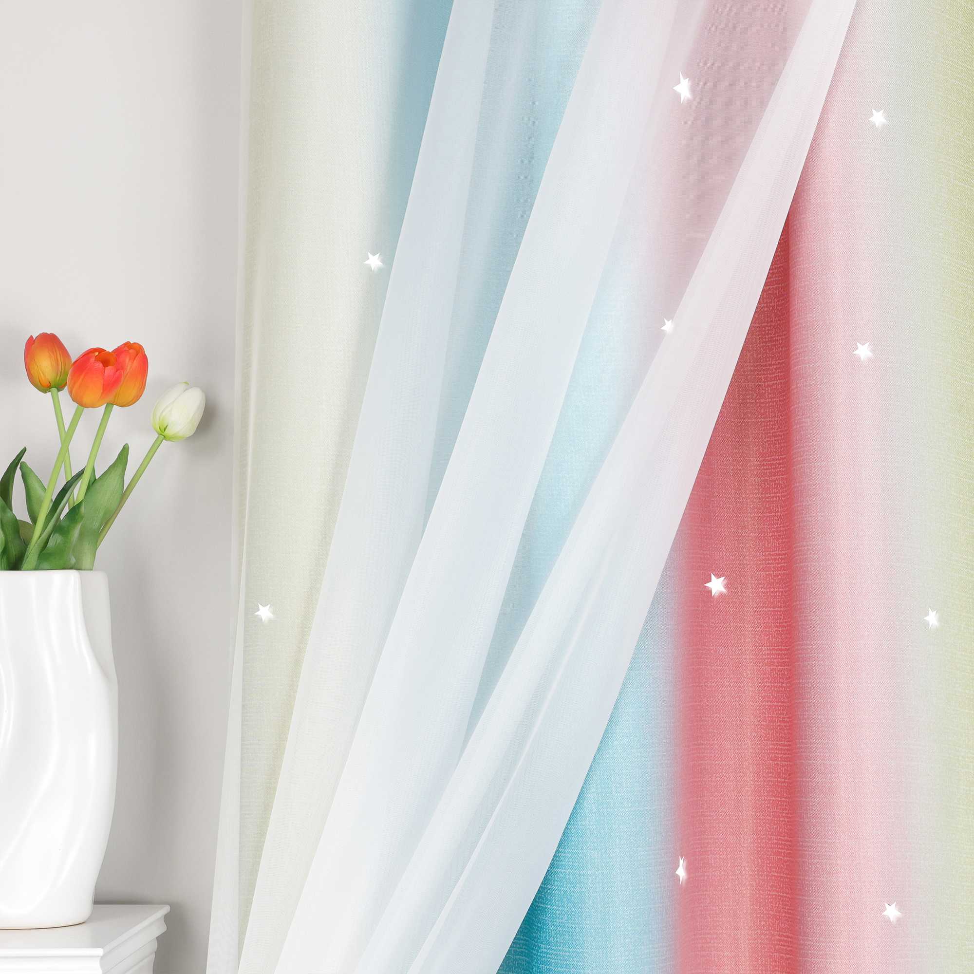 2-in-1 Vorhang Kinderzimmer mit Sternen 1 stück