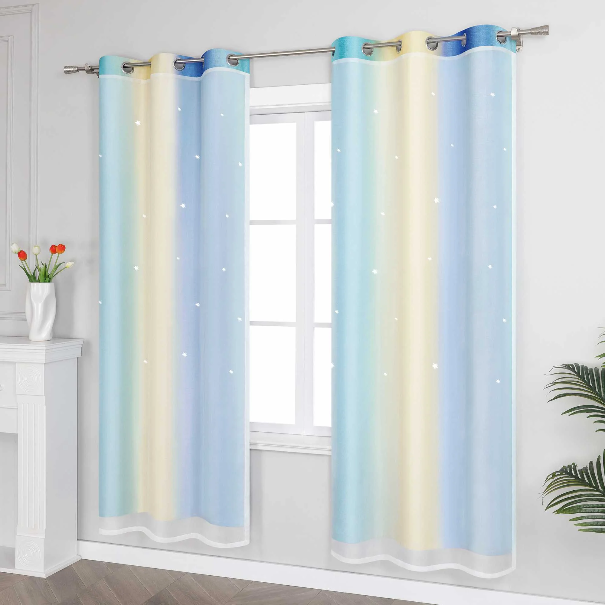 2-in-1 Vorhang Kinderzimmer mit Sternen 1 stück