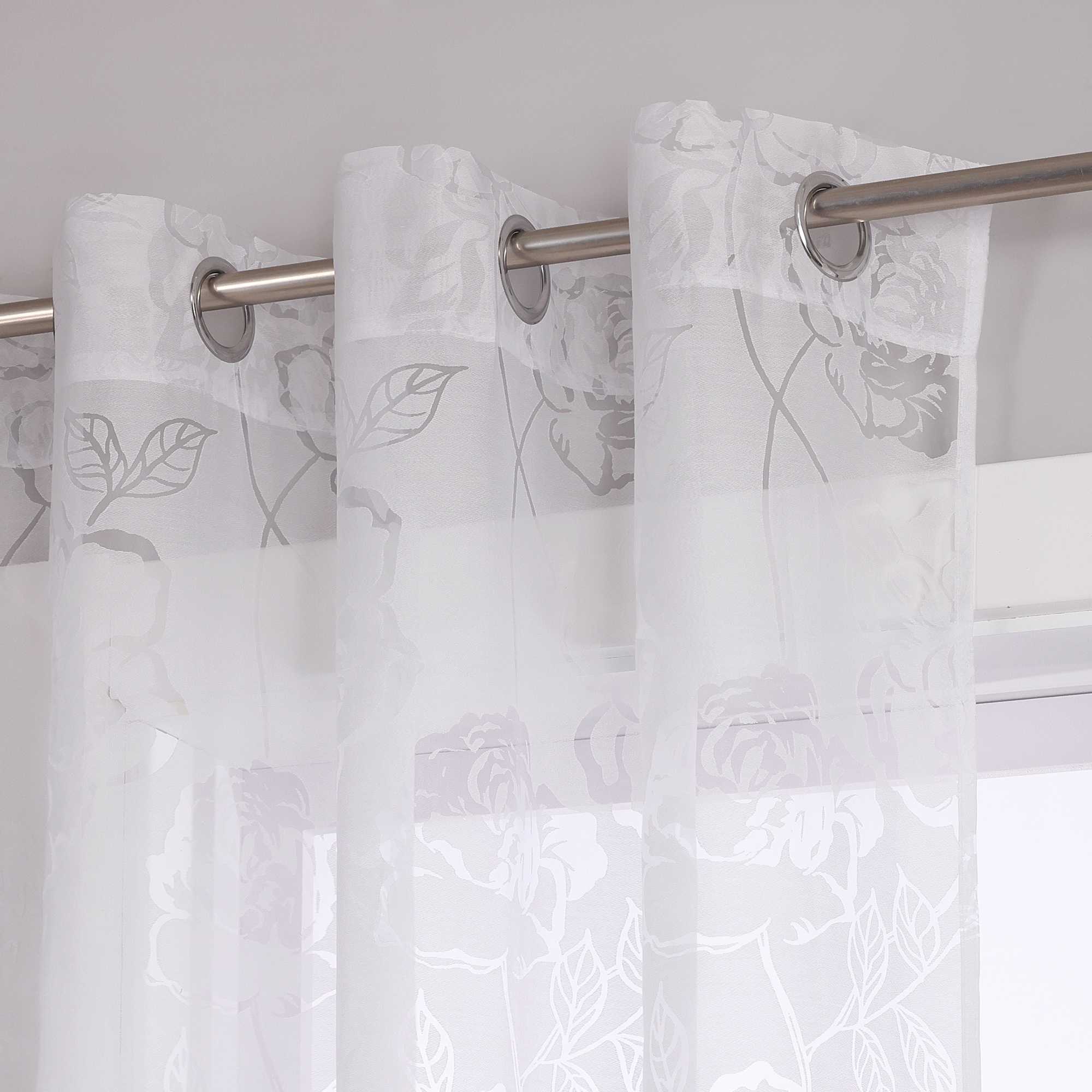 Vorhang mit Ösen Voile Gardine mit Rosenmuster Ösenschal transparent Schlafzimmer Wohnzimmer 1 Stück