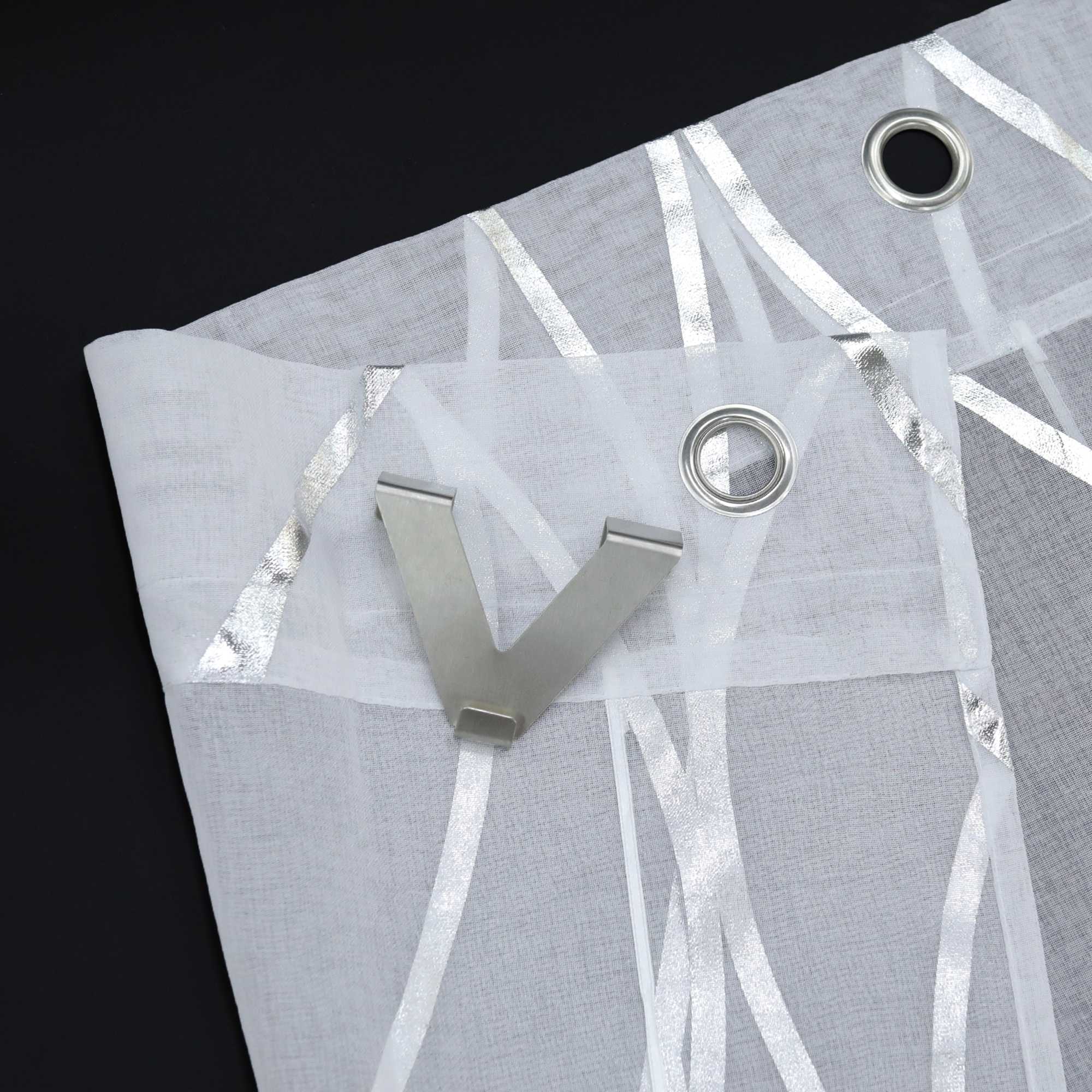 Rollos mit Ösen Gardinen Küche Raffgardinen Transparent Ösenrollo Vorhänge Mit Wellen-Druck Modern Voile 1 Stück