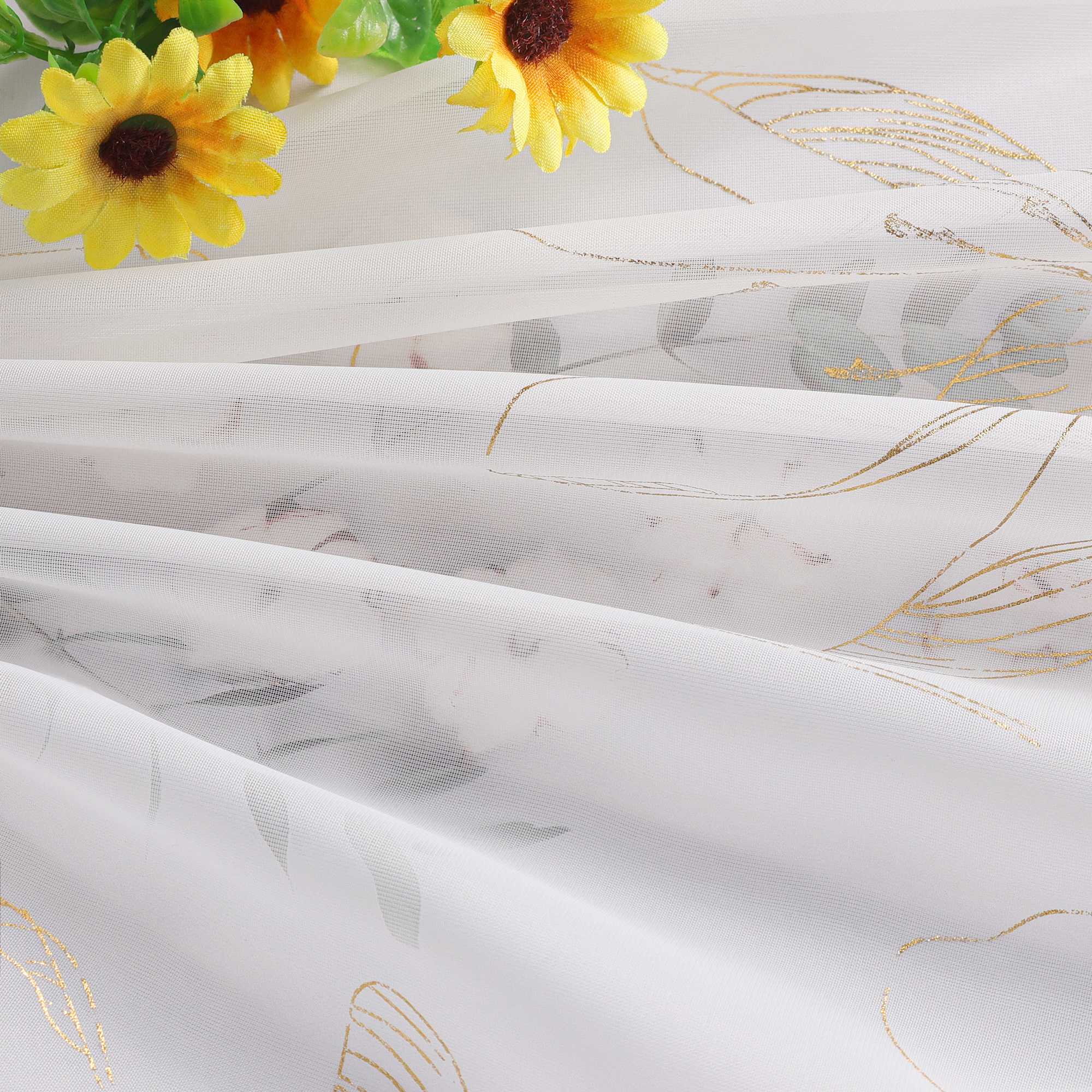 Transparente Raffrollo mit Lotusmuster und Klettband