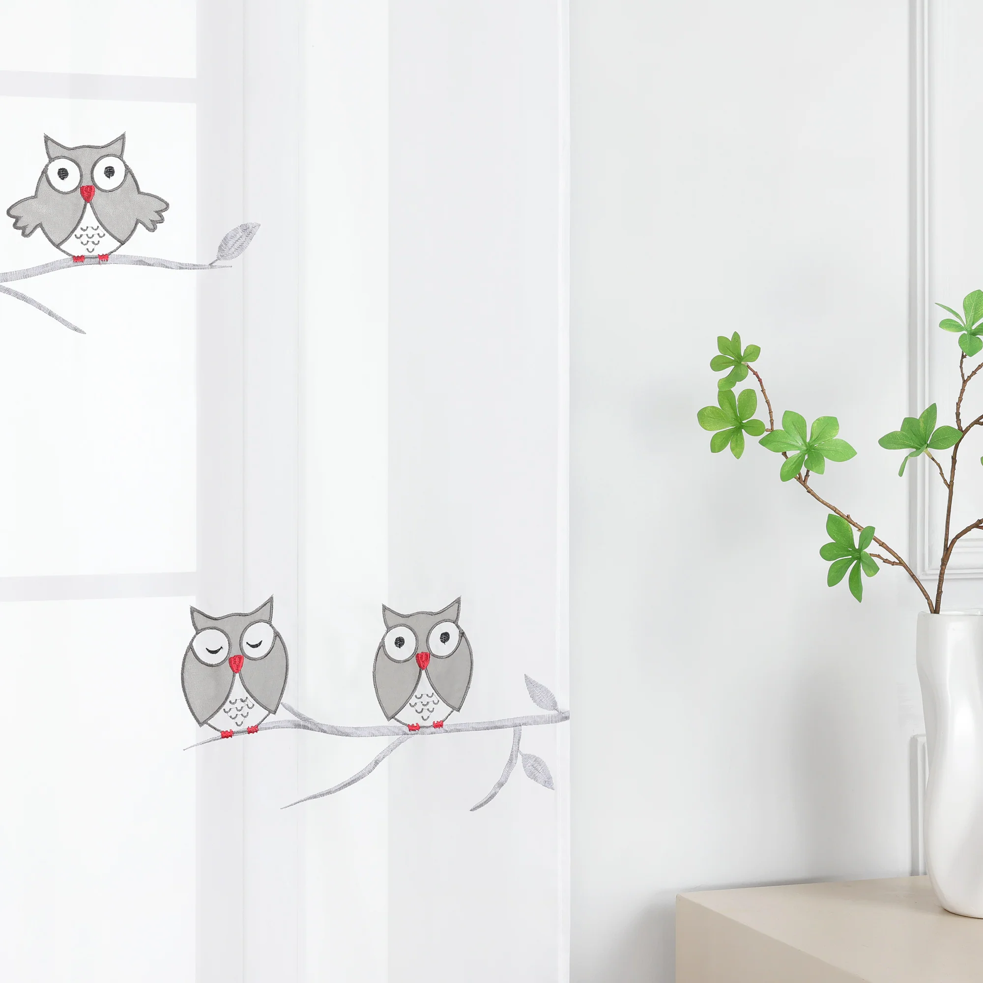 Eulen Transparente Flächenvorhang mit Schlaufen 1 stück