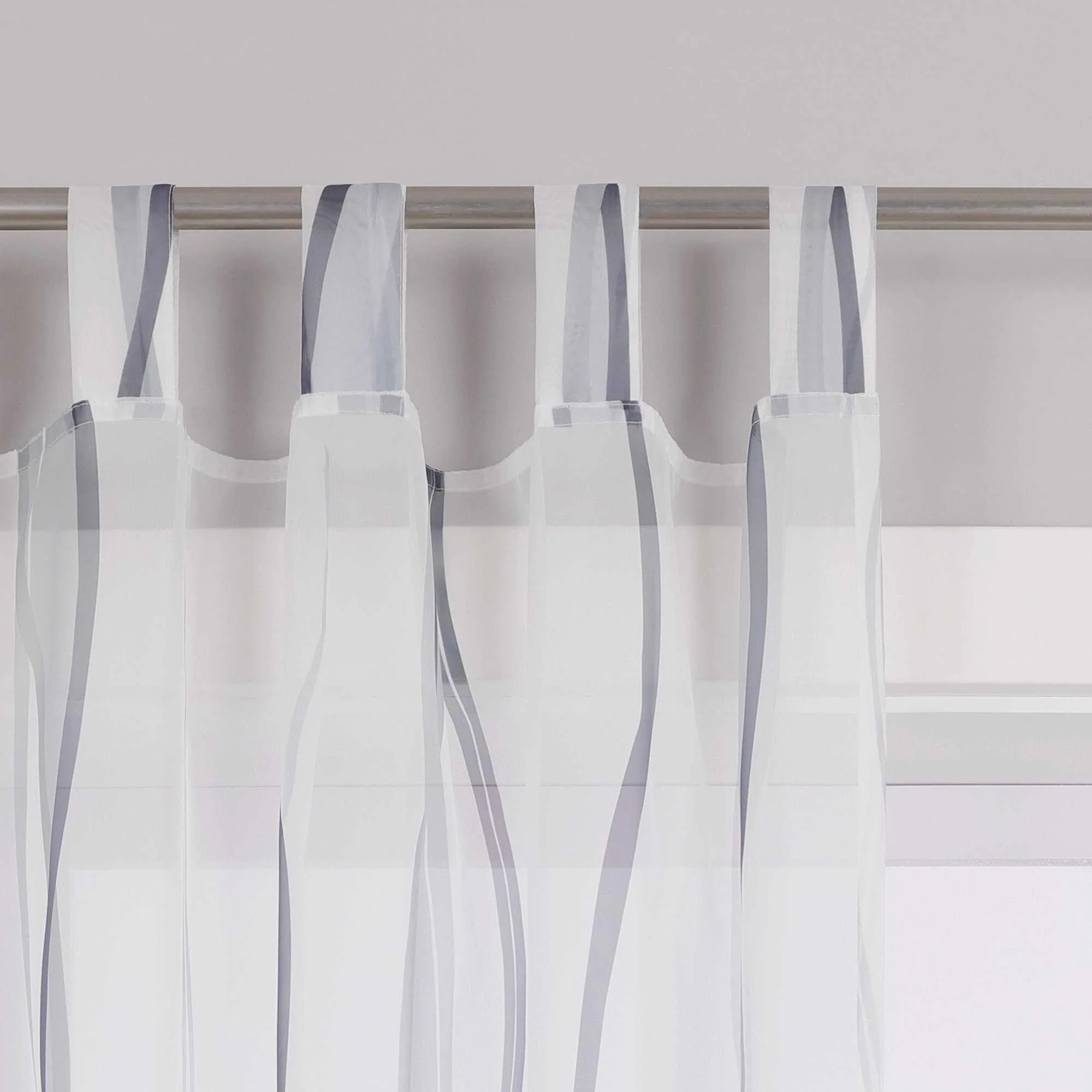 Vorhang Schlaufenschal aus Polyester mit bunten Wellenmustern tranparent 1 stück