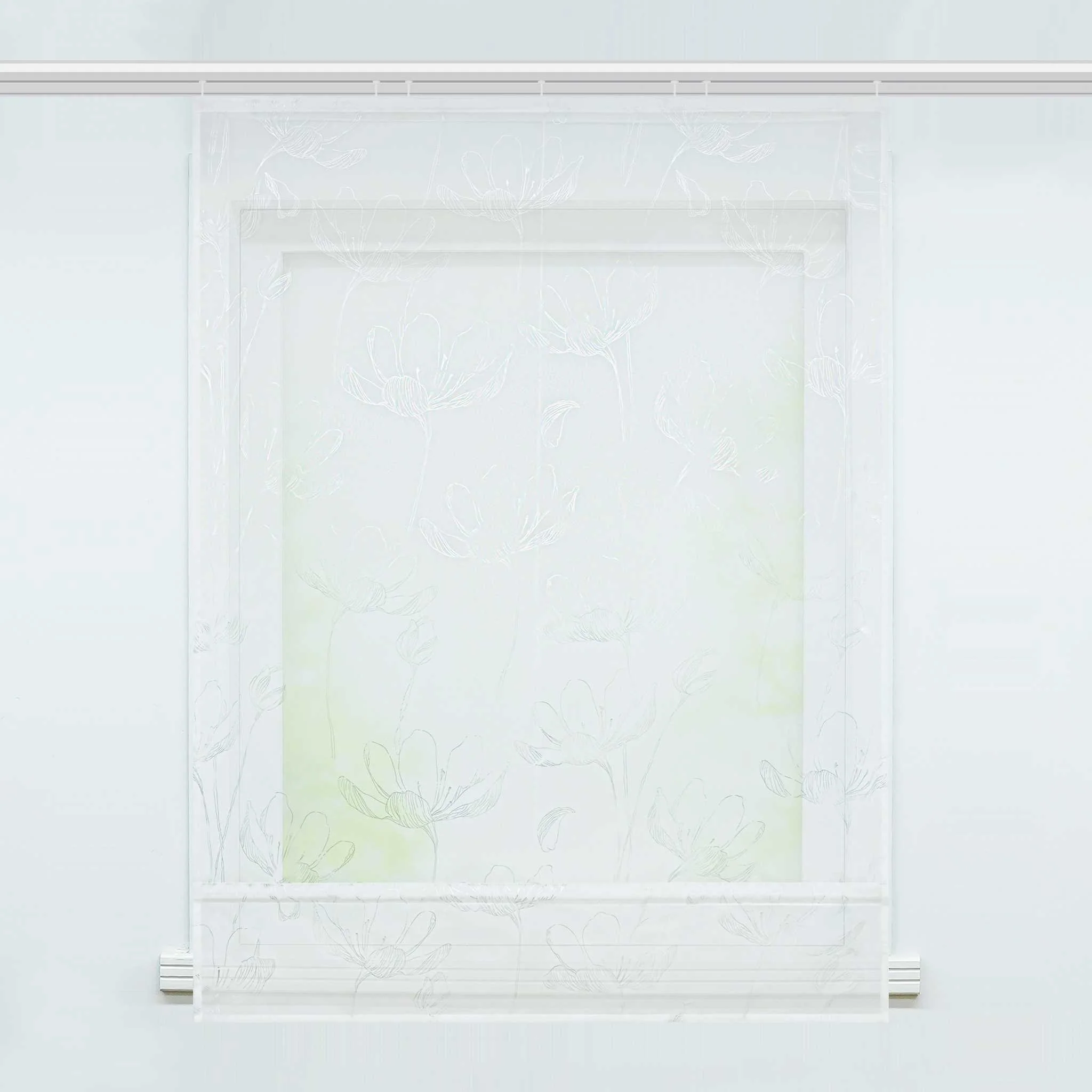 Transparente Raffrollo mit Lotusmuster und Klettband