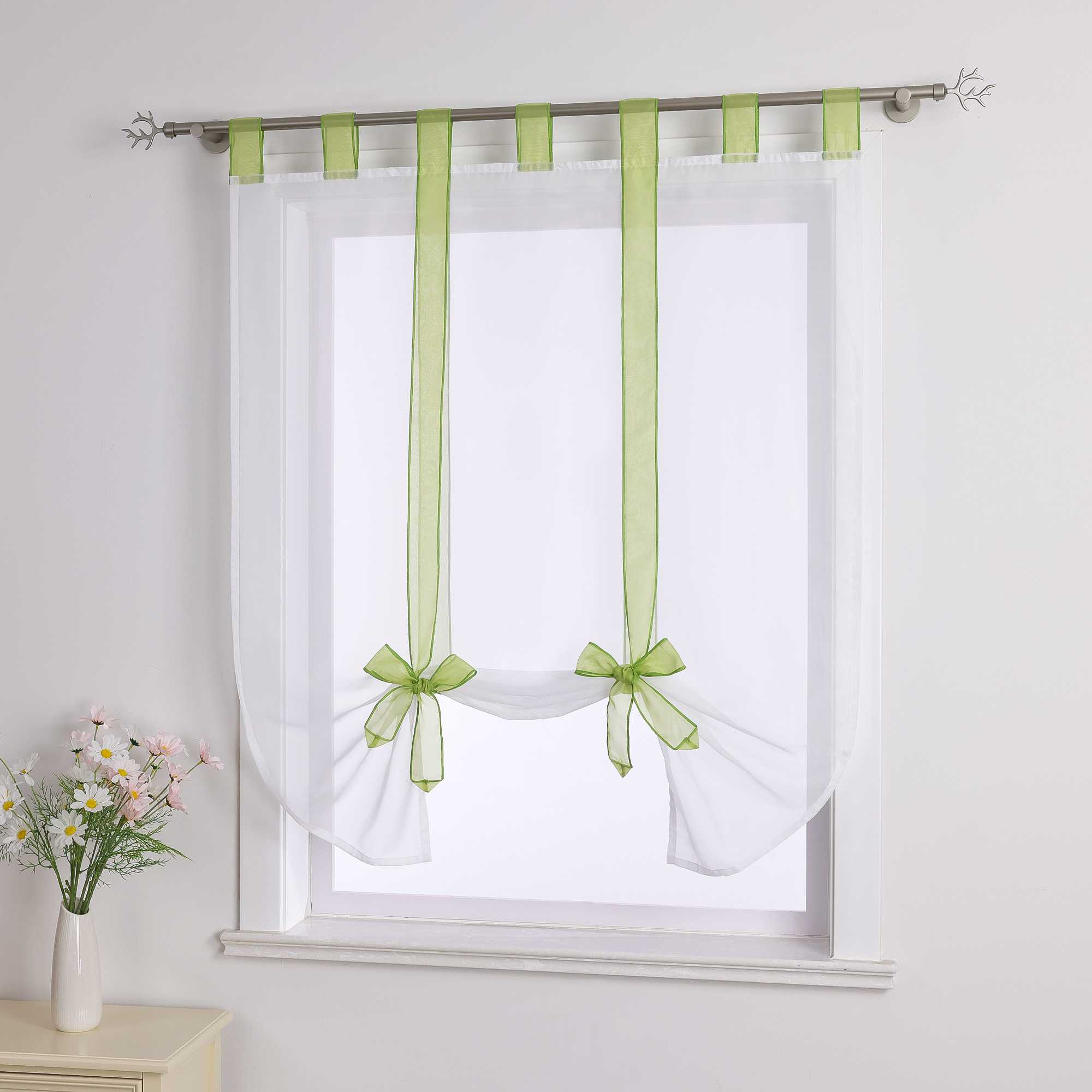 Rollos Schlaufengardine mit Schleifendesign transparent hochziehbar Fensterdeko 1 Stück