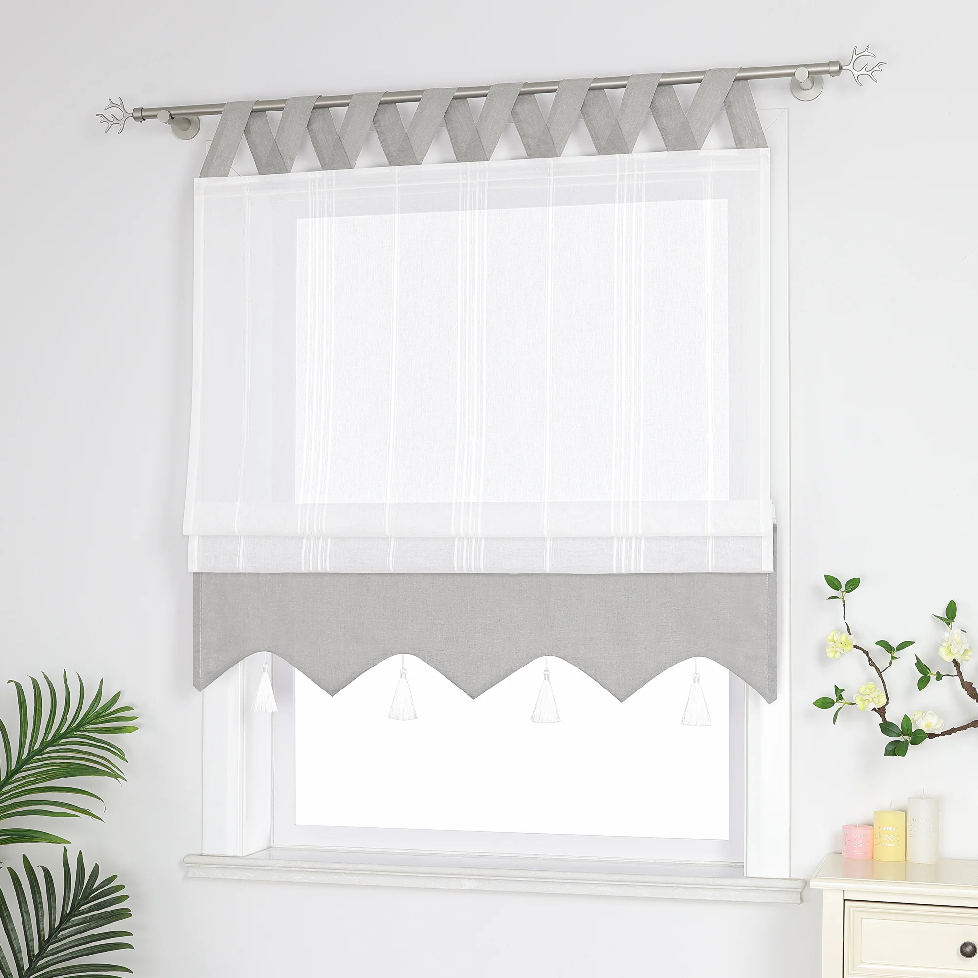 Delien Raffrollo mit Schlaufen und Quasten | Elegantes Design für stilvolle Fenster