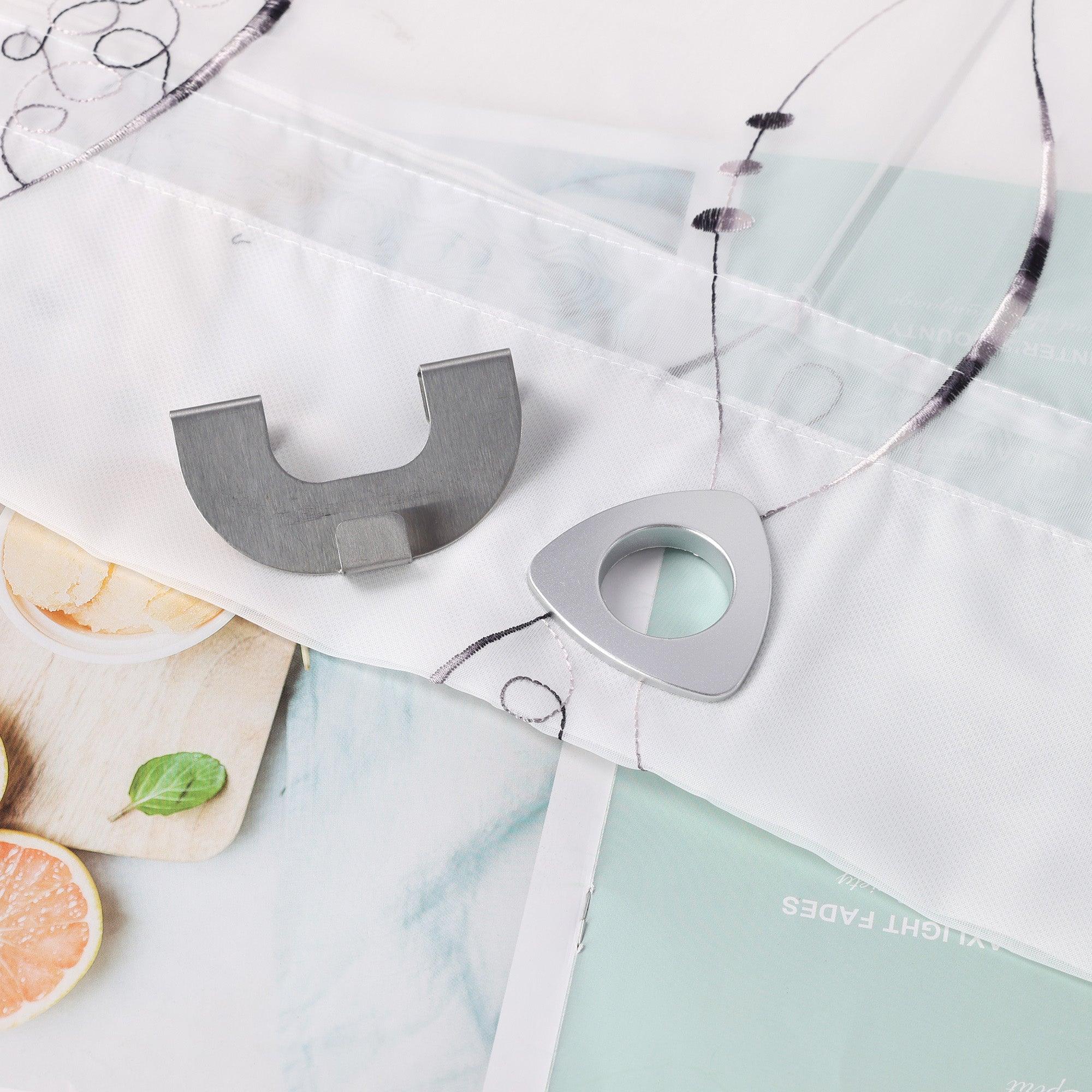 Raffrollo ohne Bohren Ösenrollo mit U Haken Bestickt Raffgardine Küche Gardinen mit Stickerei Transparent