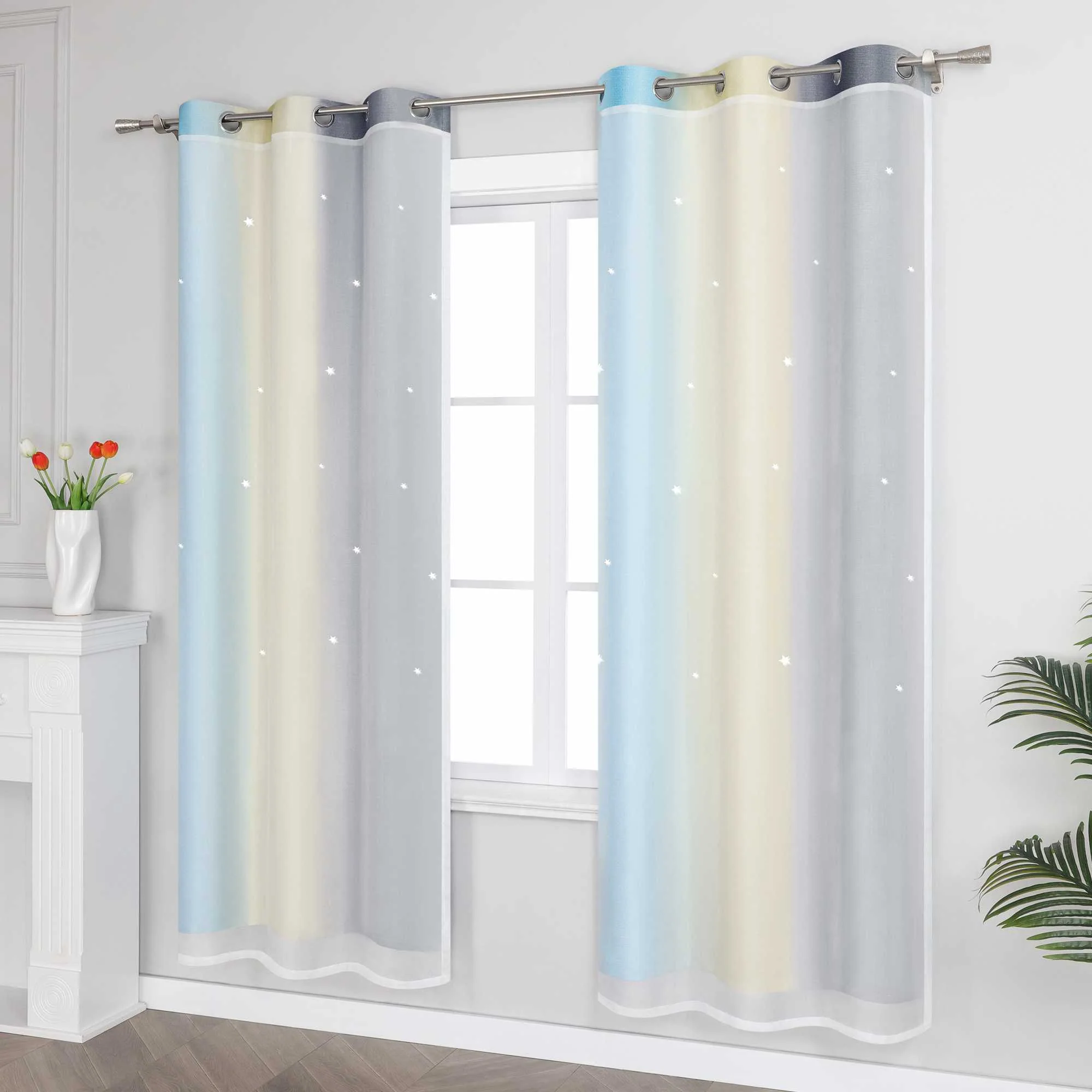 2-in-1 Vorhang Kinderzimmer mit Sternen 1 stück