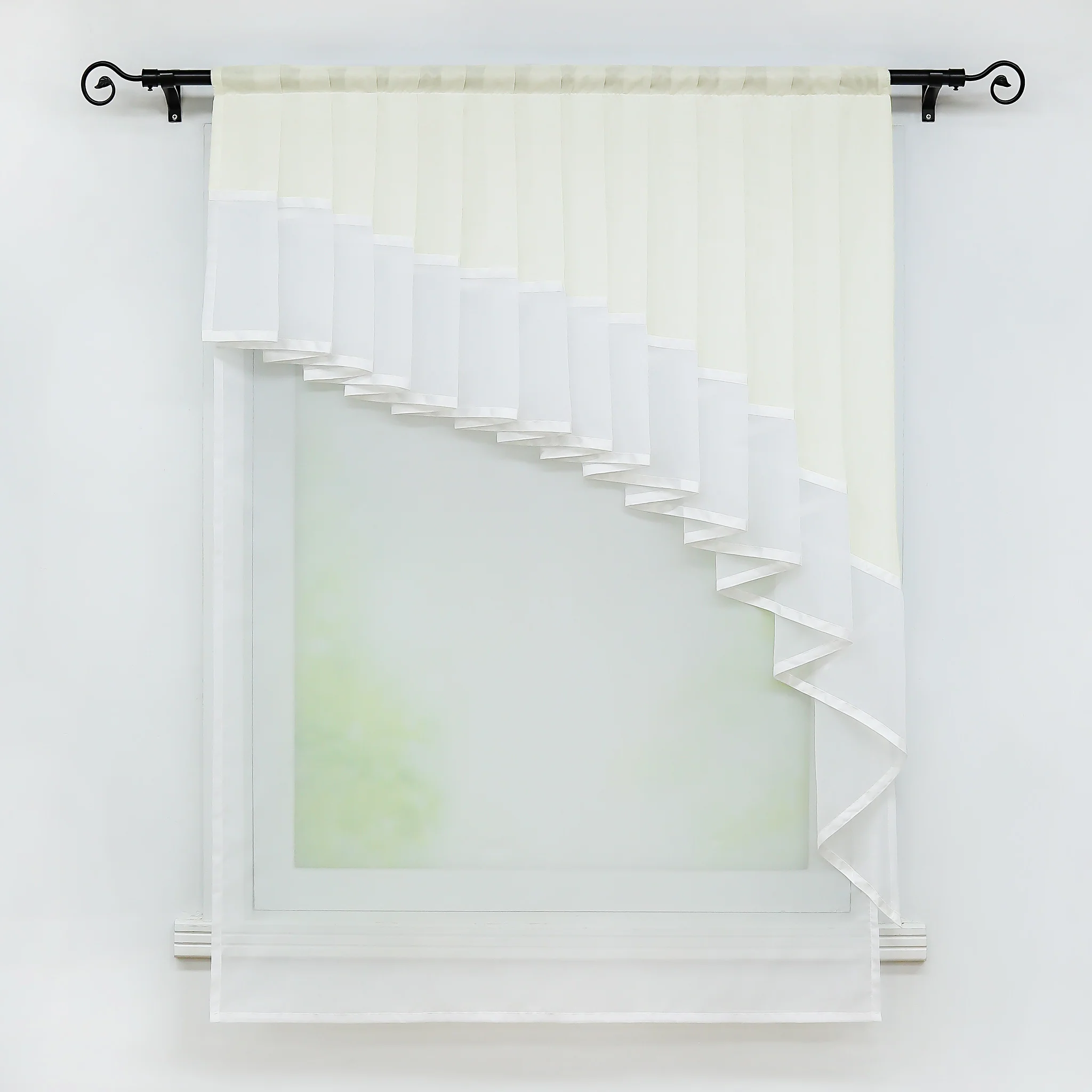 Romantischer transparenter Vorhang mit Volant 2-in-1 Design