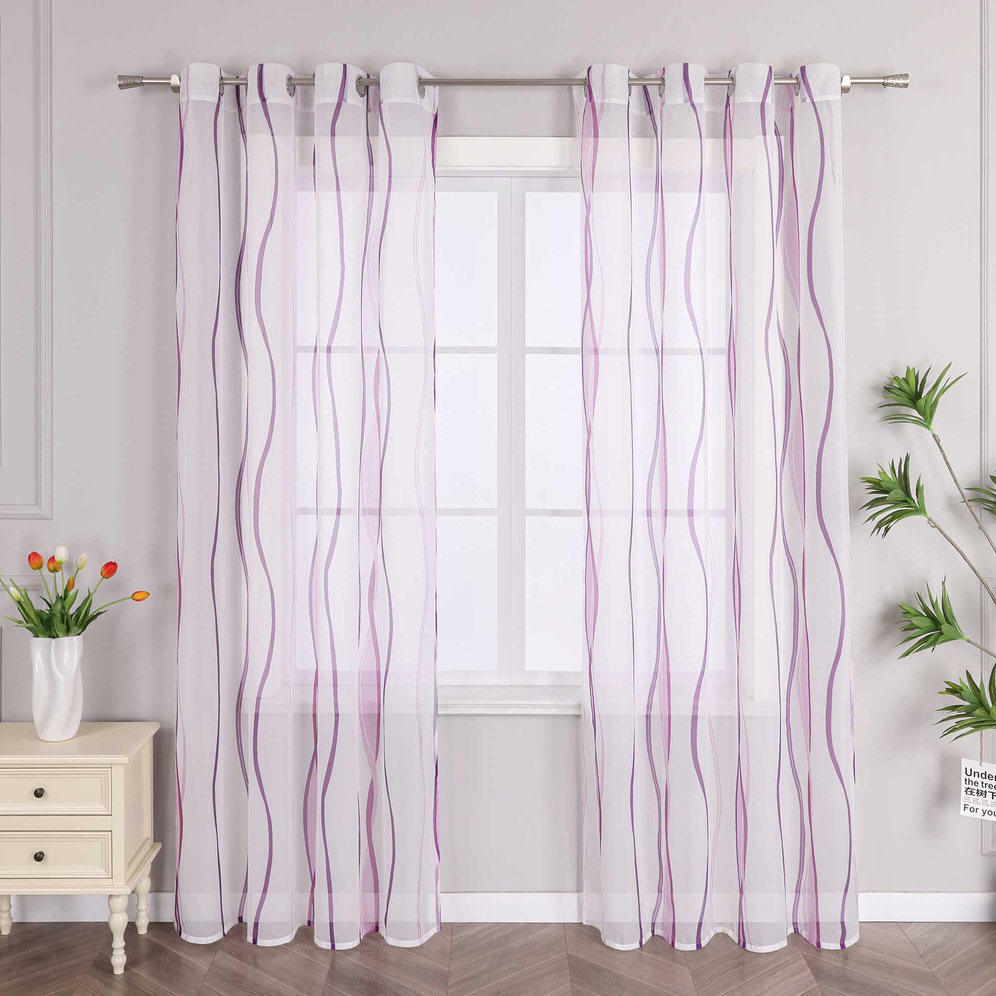 Vorhang Ösenschal mit bunten Wellenmustern Halbtransparent 1 stück