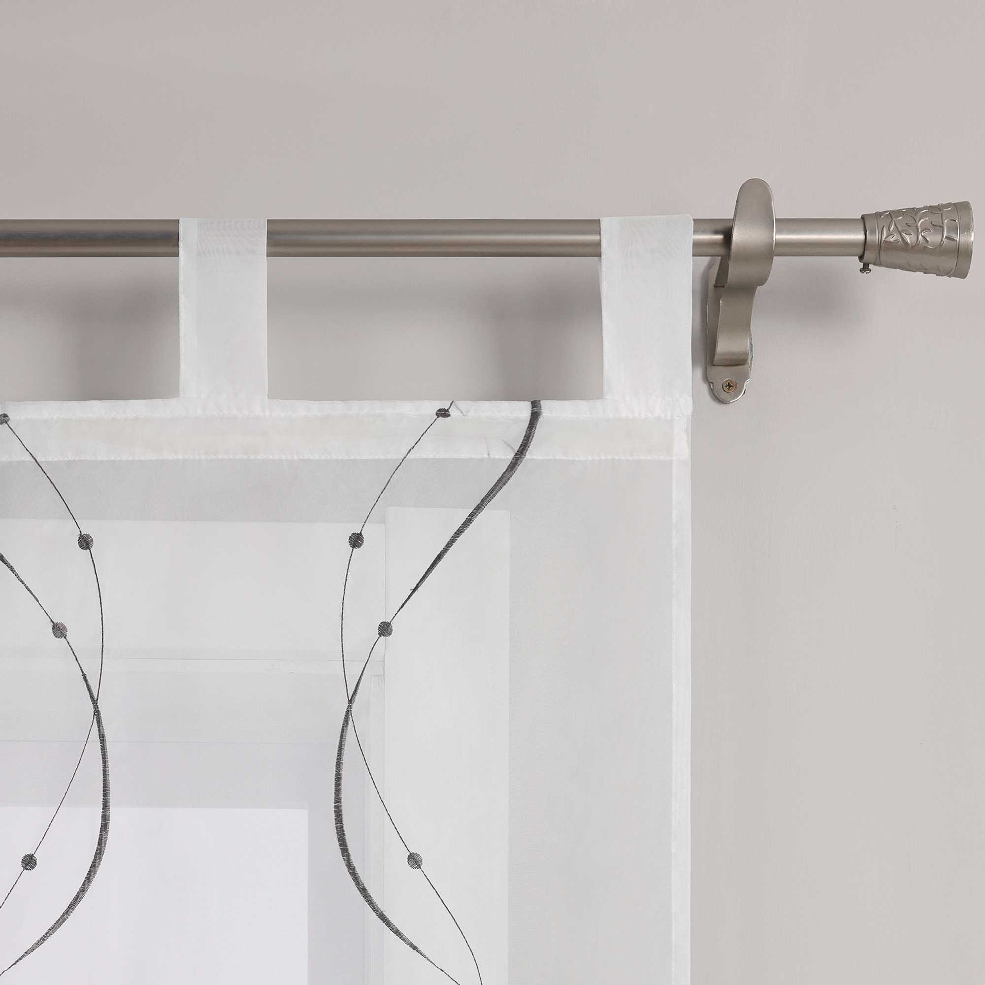 Schiebegardinen mit Schlaufen 2er Flächenvorhänge Schiebevorhang mit Wellenperlenmuster Stickerei Transparent