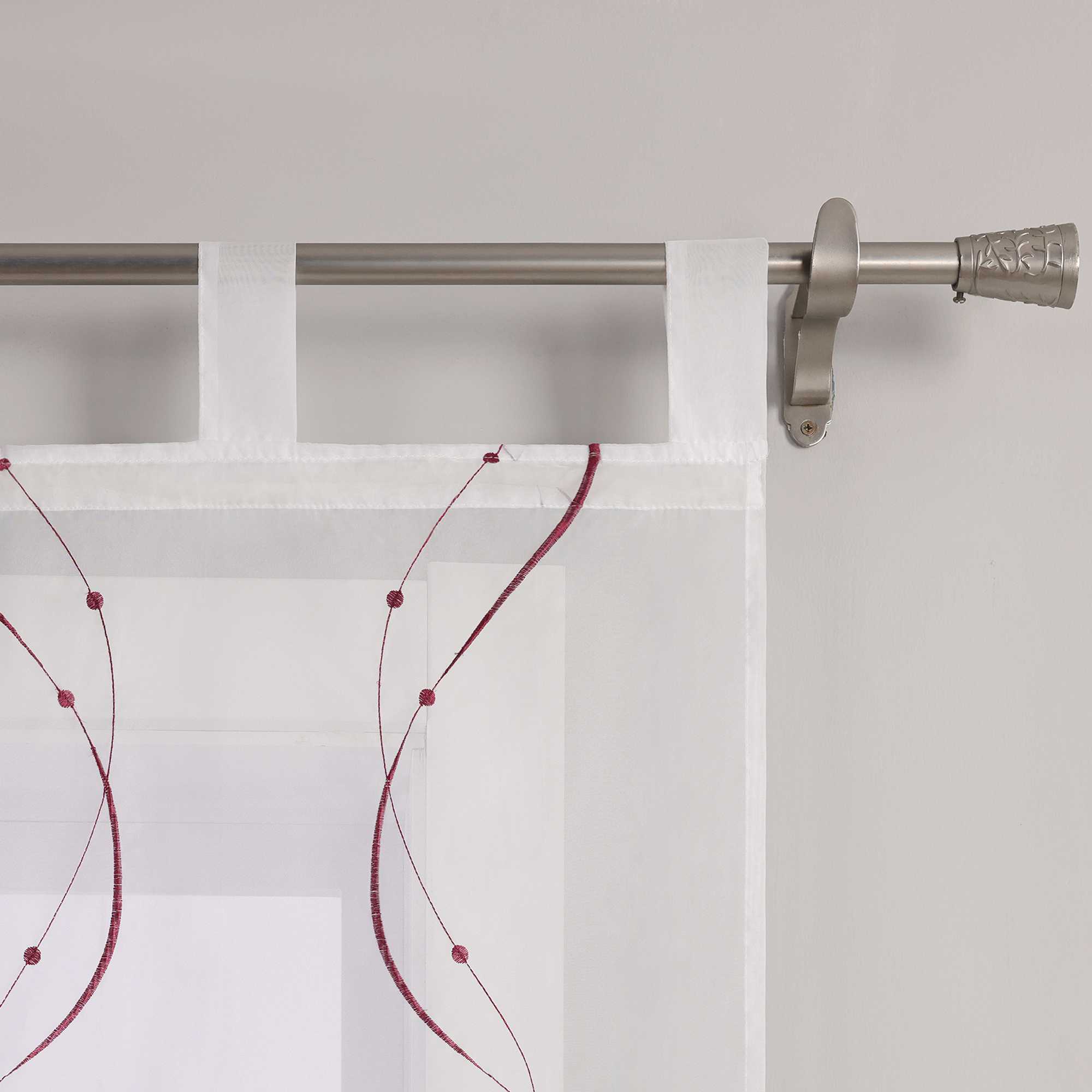 Schiebegardinen mit Schlaufen 2er Flächenvorhänge Schiebevorhang mit Wellenperlenmuster Stickerei Transparent