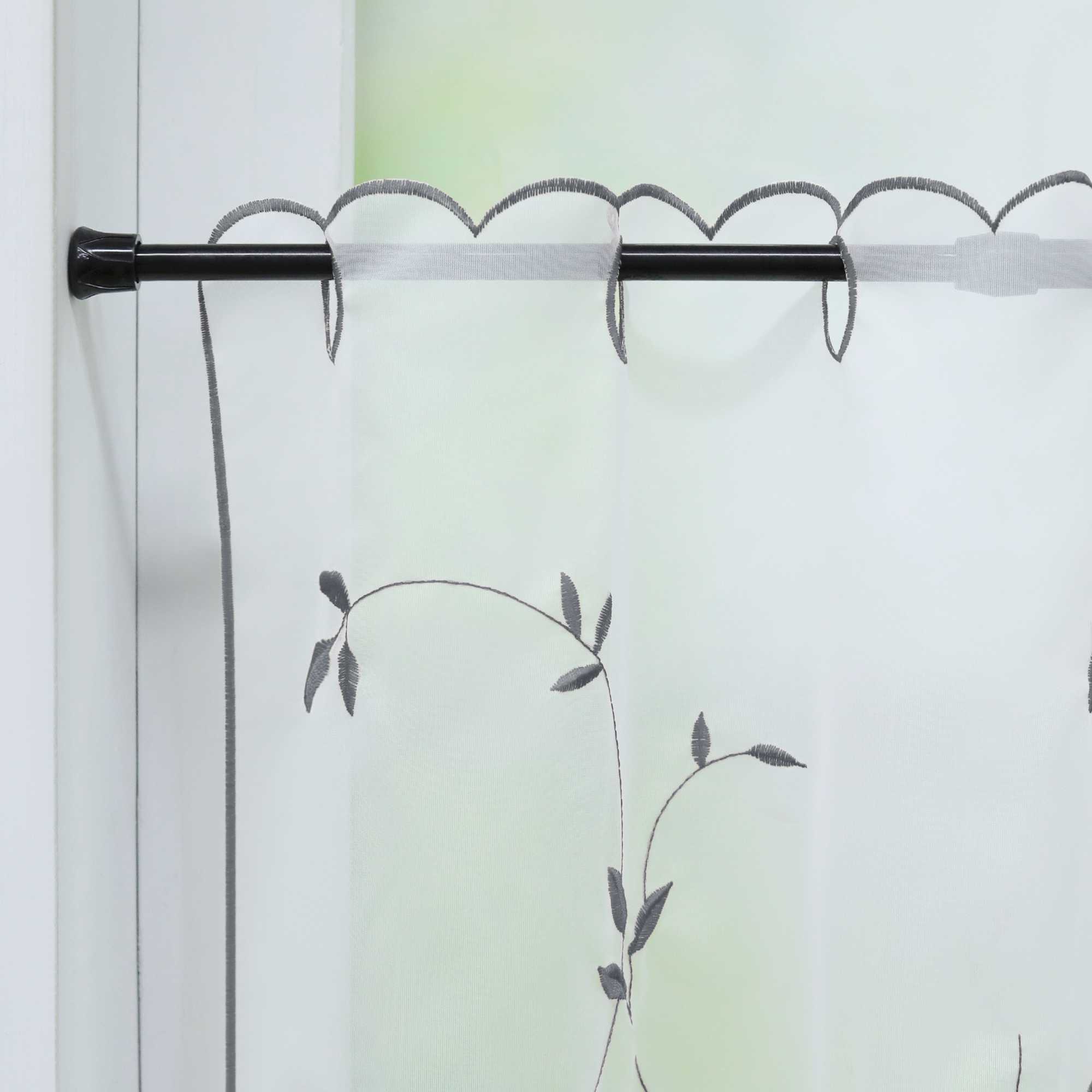 Scheibengardinen Voile Bistrogardinen mit Blattstickerei Transparent Bestickte Küche Kurzstores