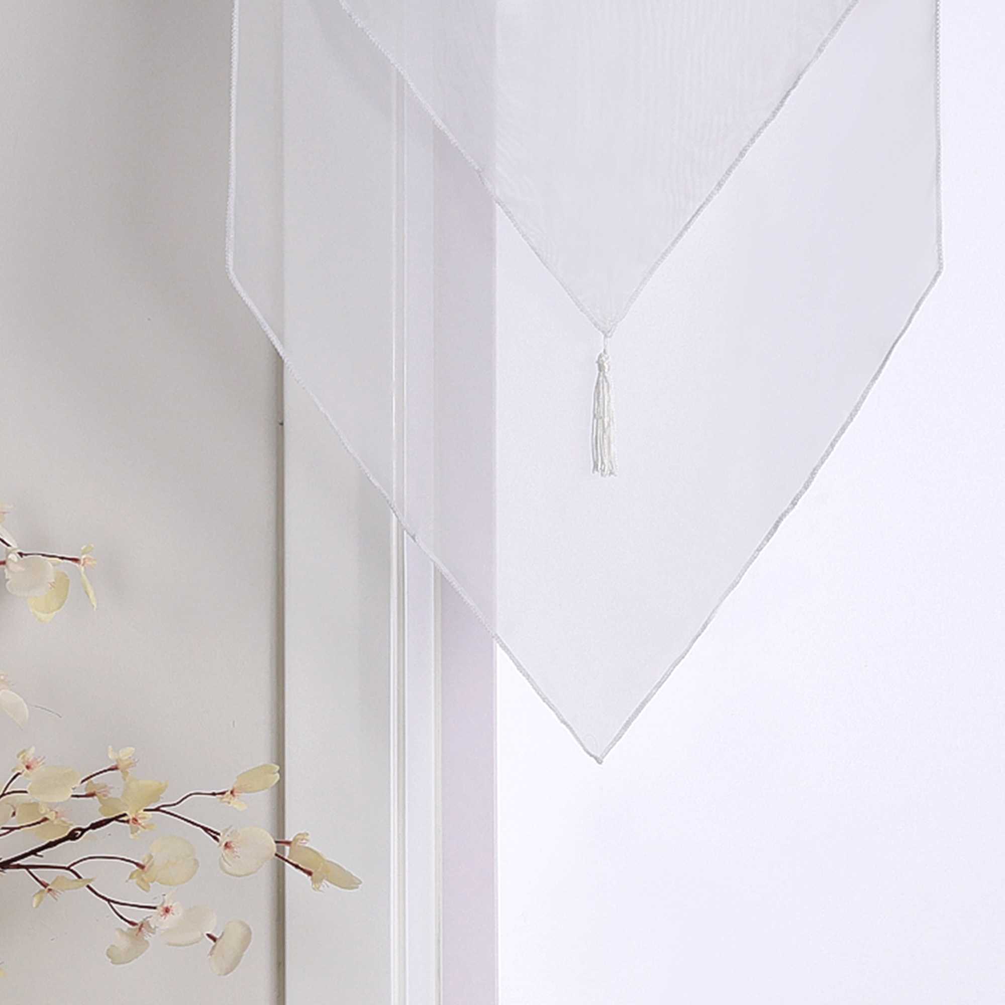 Delien gardinen kurz mit Schlaufen und Dreiecksform-Abschluss 2er Set