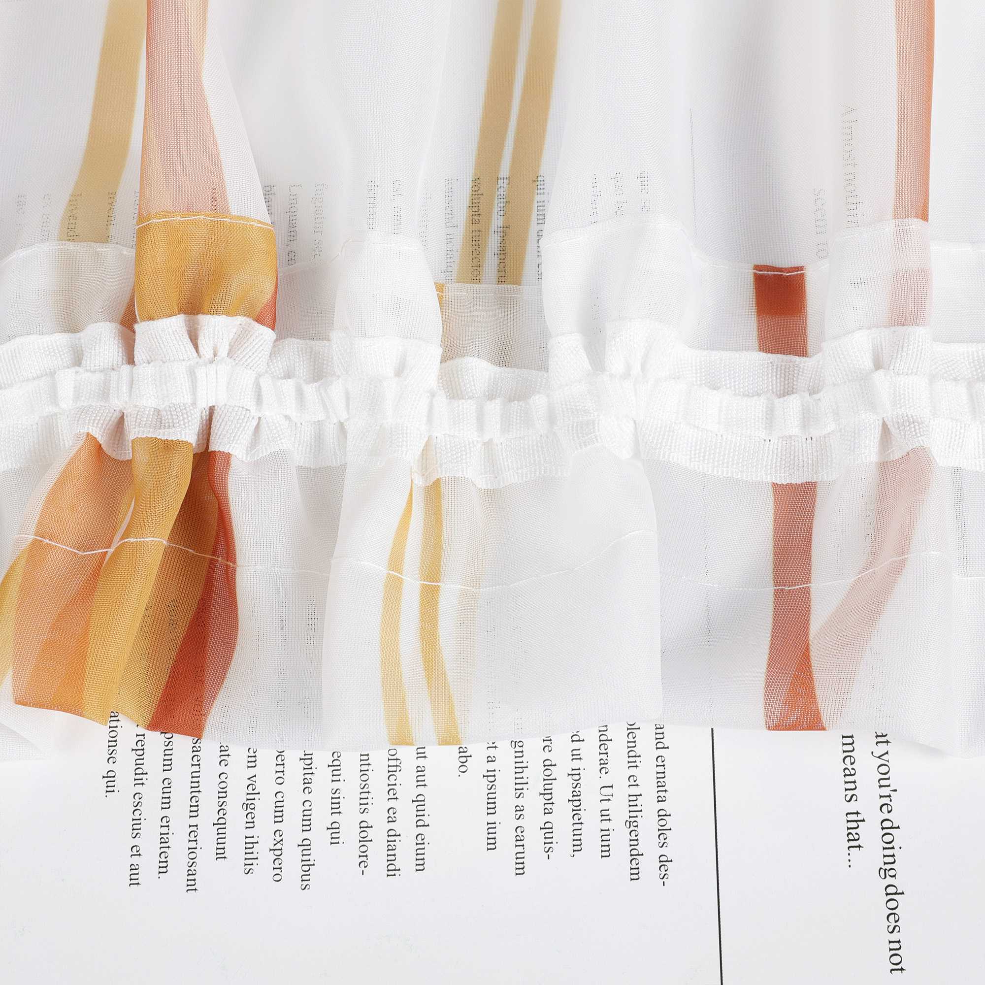 Scheibengardinen mit feinem Linienmuster transparent und luftig 2er Set | Perfekt für Küche