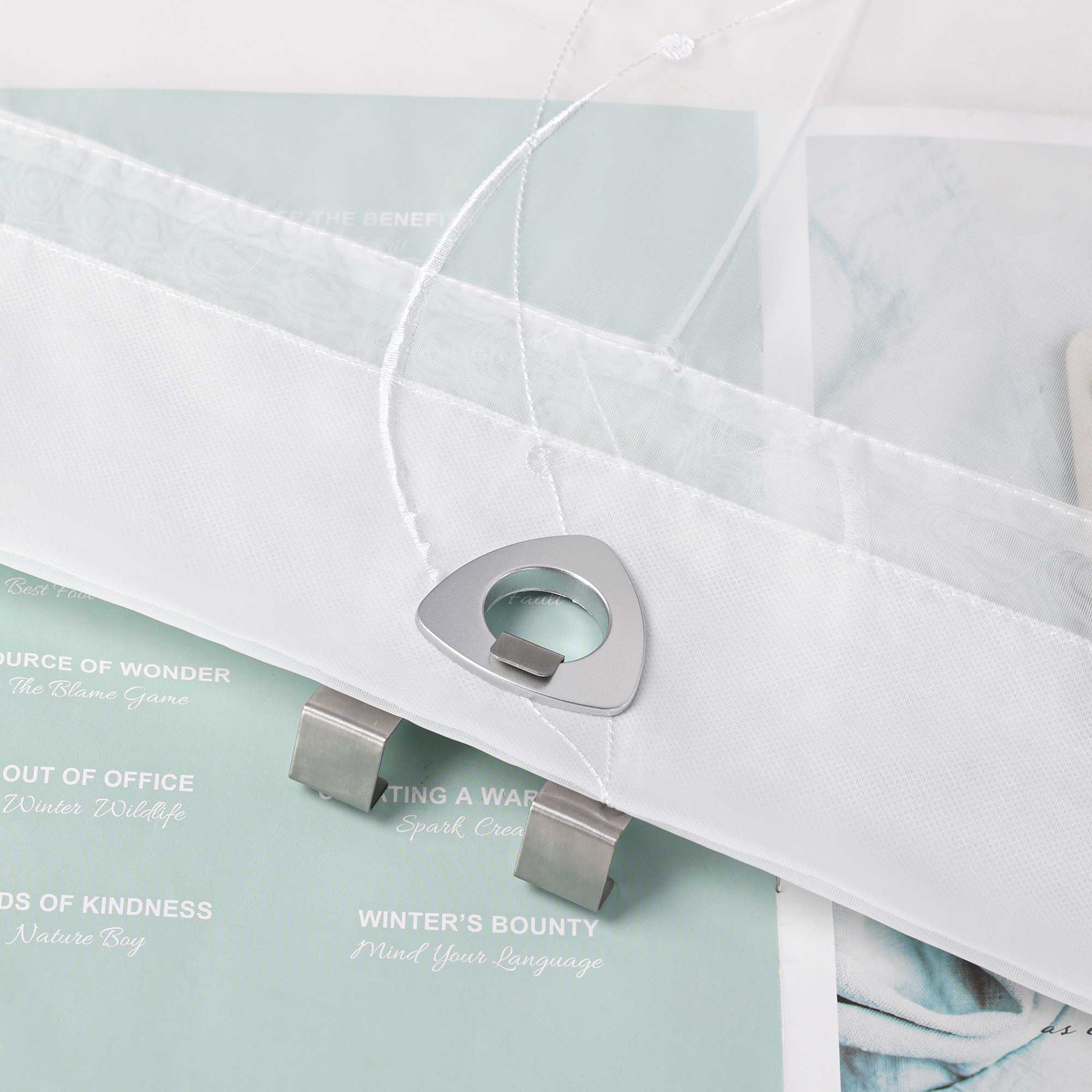 Rollos ohne Bohren Weiß Raffgardine mit Ösen Transparent Gardinen mit U-Haken Ösenrollo Modern Bestickt 1 Stück