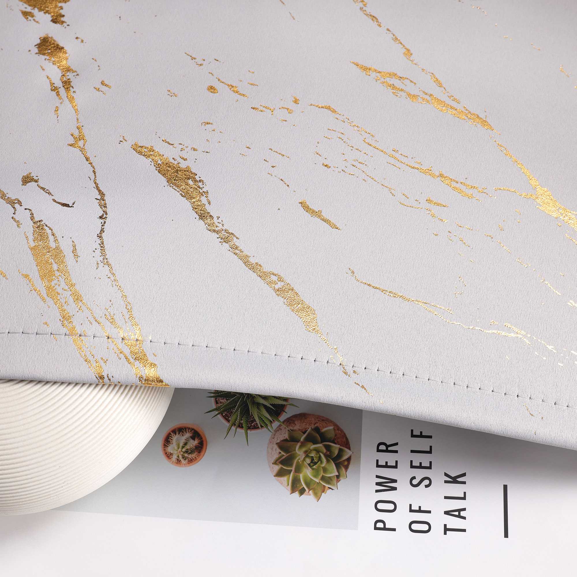 Verdunkelungsvorhang mit Marmor-Optik luxuriöser Fensterschal Wohnzimmer 1 Stück