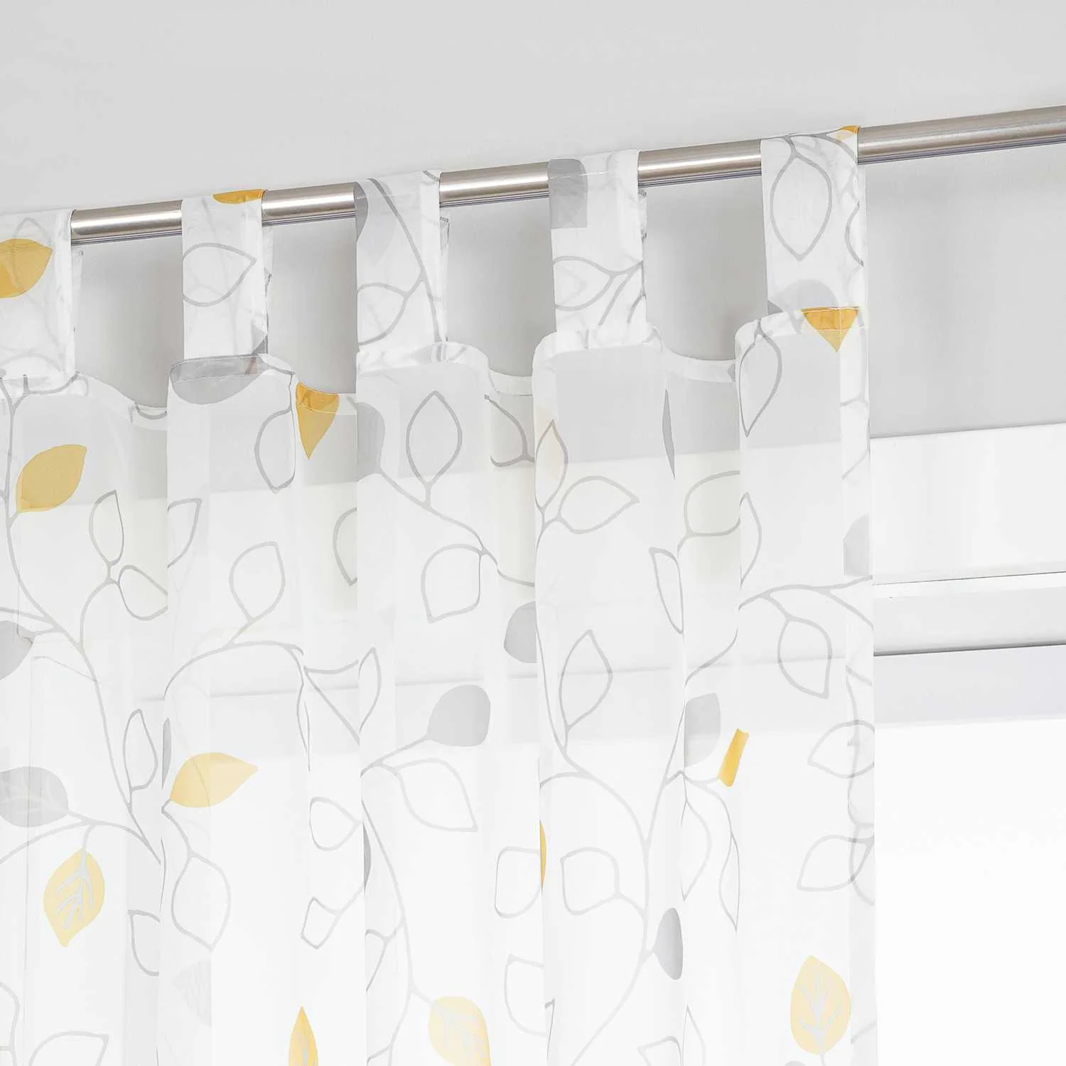 Gardinen schals mit Blättermuster transparent Vorhang mit Schlaufen 1 Stück