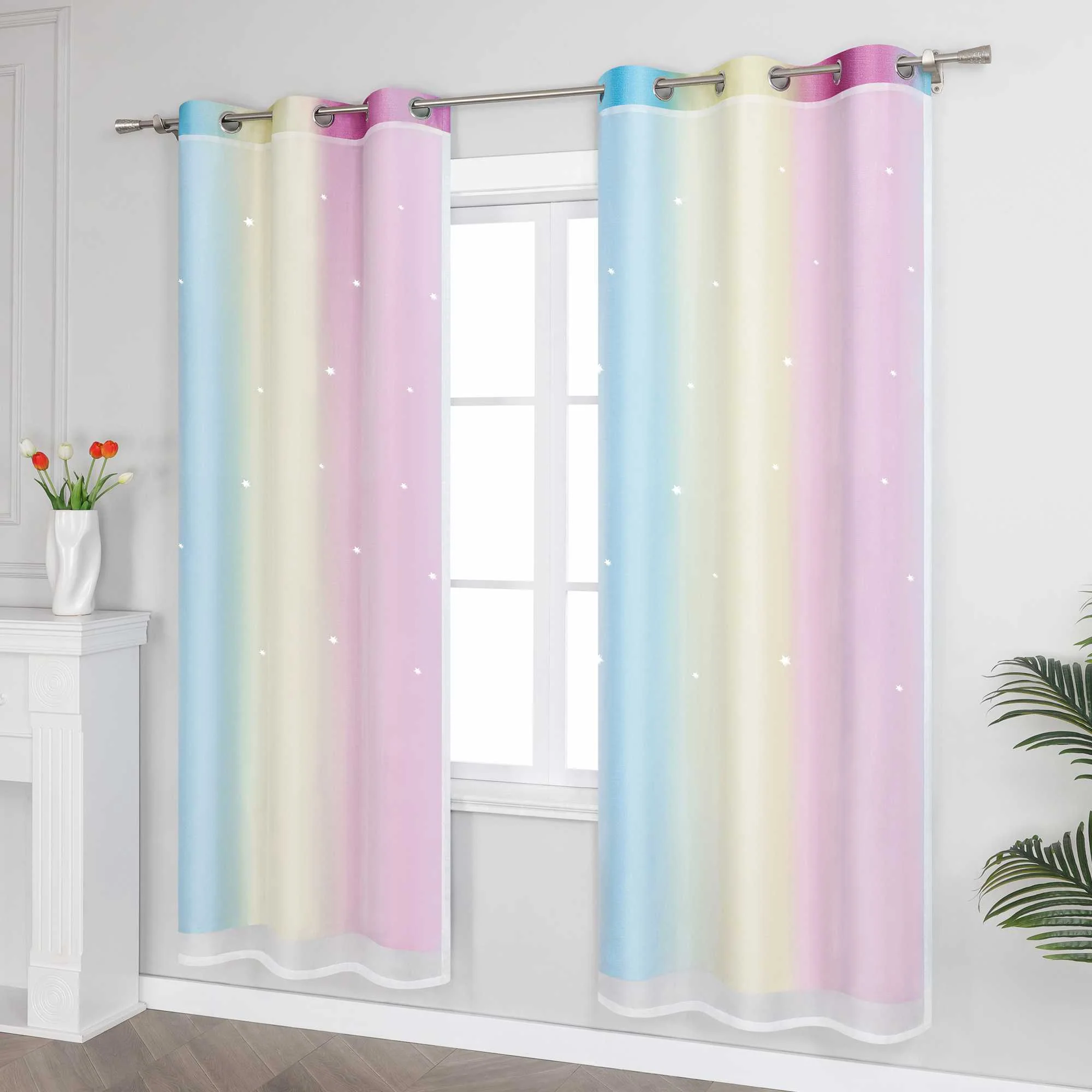 2-in-1 Vorhang Kinderzimmer mit Sternen 1 stück