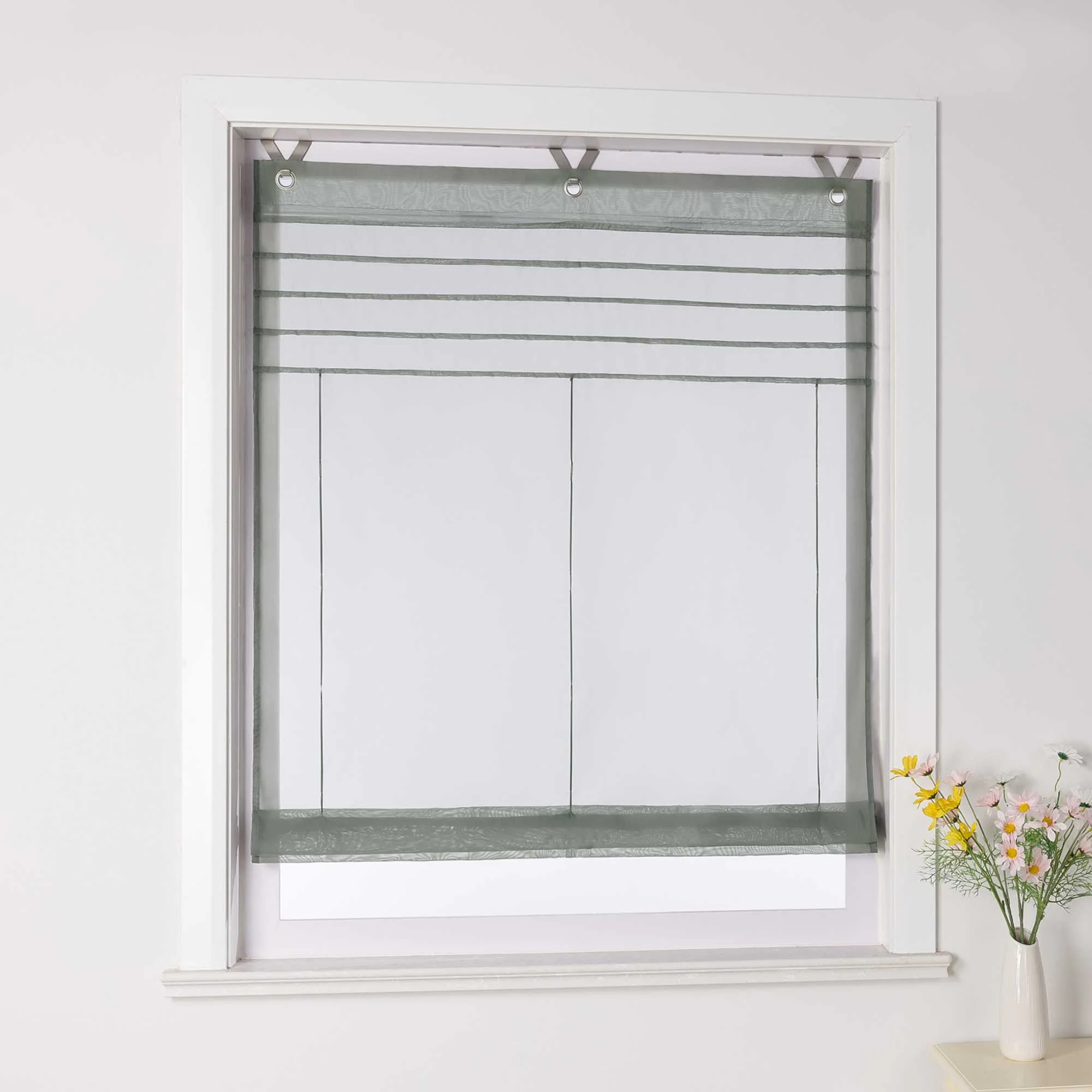 Rollos mit V-Haken halbtransparent lichtdurchlässig Unifarbe hochziehbar 1 Stück