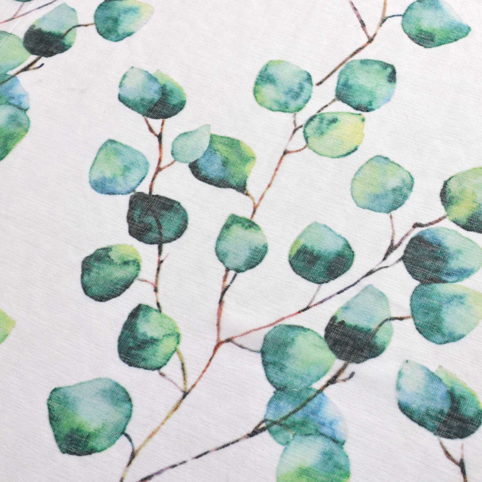 Halbtransparente Schiebegardinen Klettbandschal mit grünem Blättermuster Lichtdurchlässig 2er Set