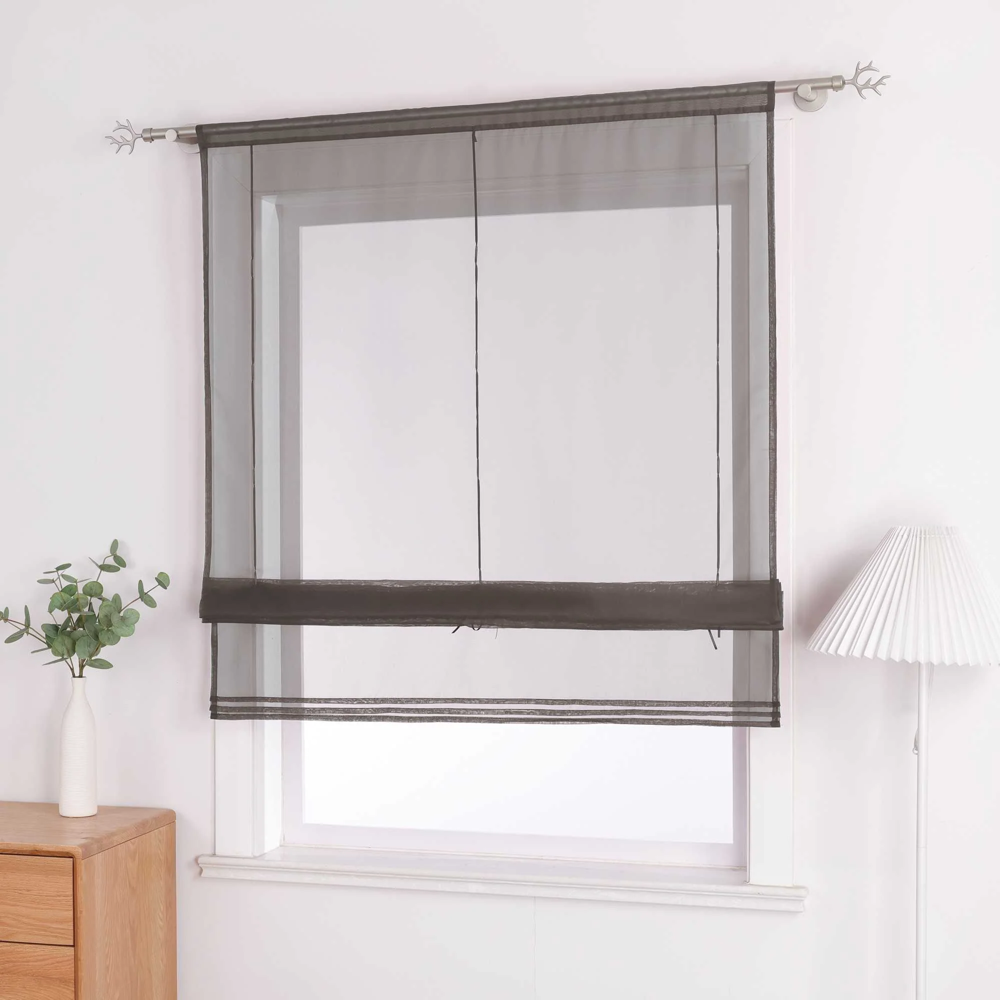 Rollos durch Stangendurchzug Transparente Luftig Unifarbig 1 Stück