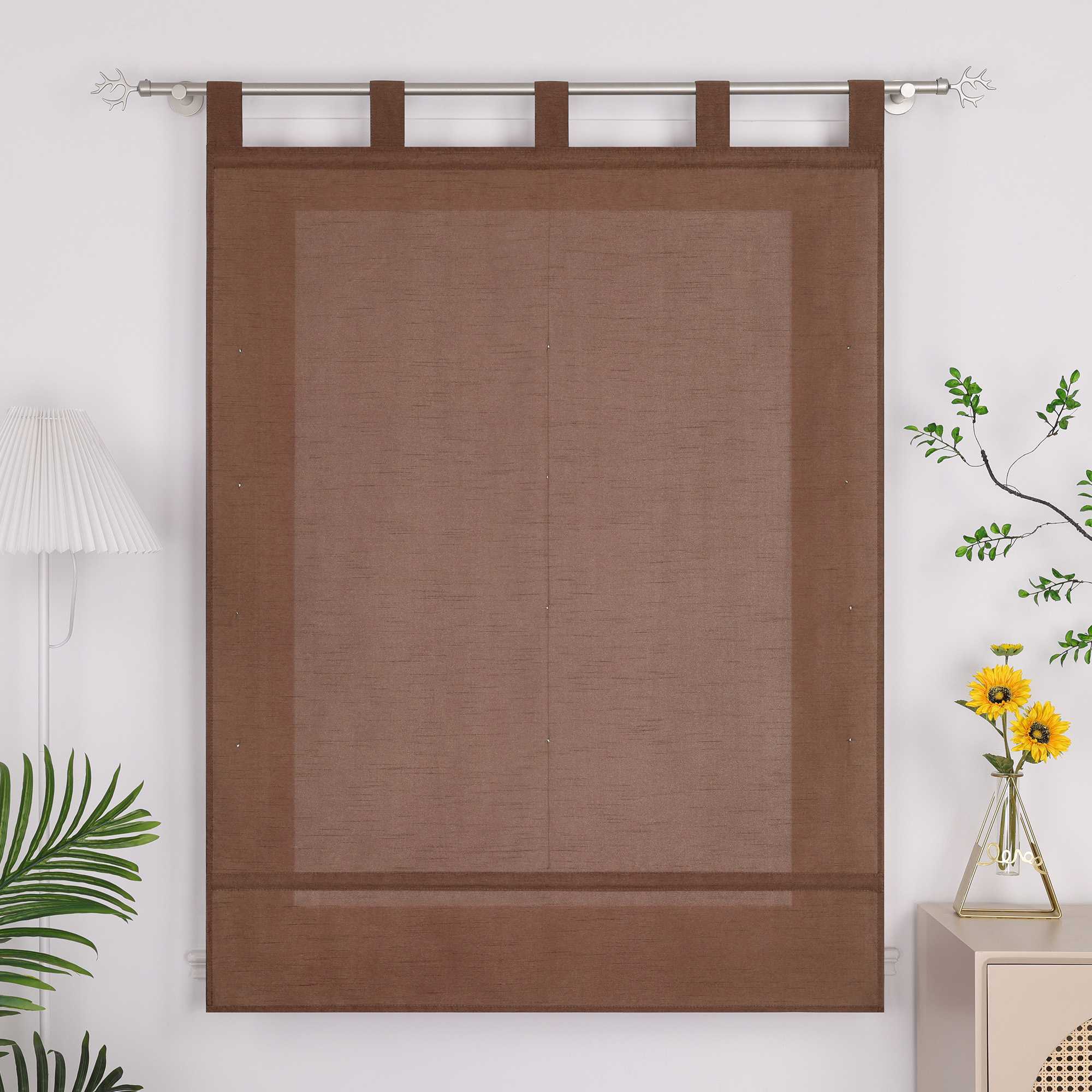 Raffrollo mit Schlaufen Raffgardinen Küche Gardinen Vorhänge Bändchenrollo Wohnzimmer Uni 1 Stück