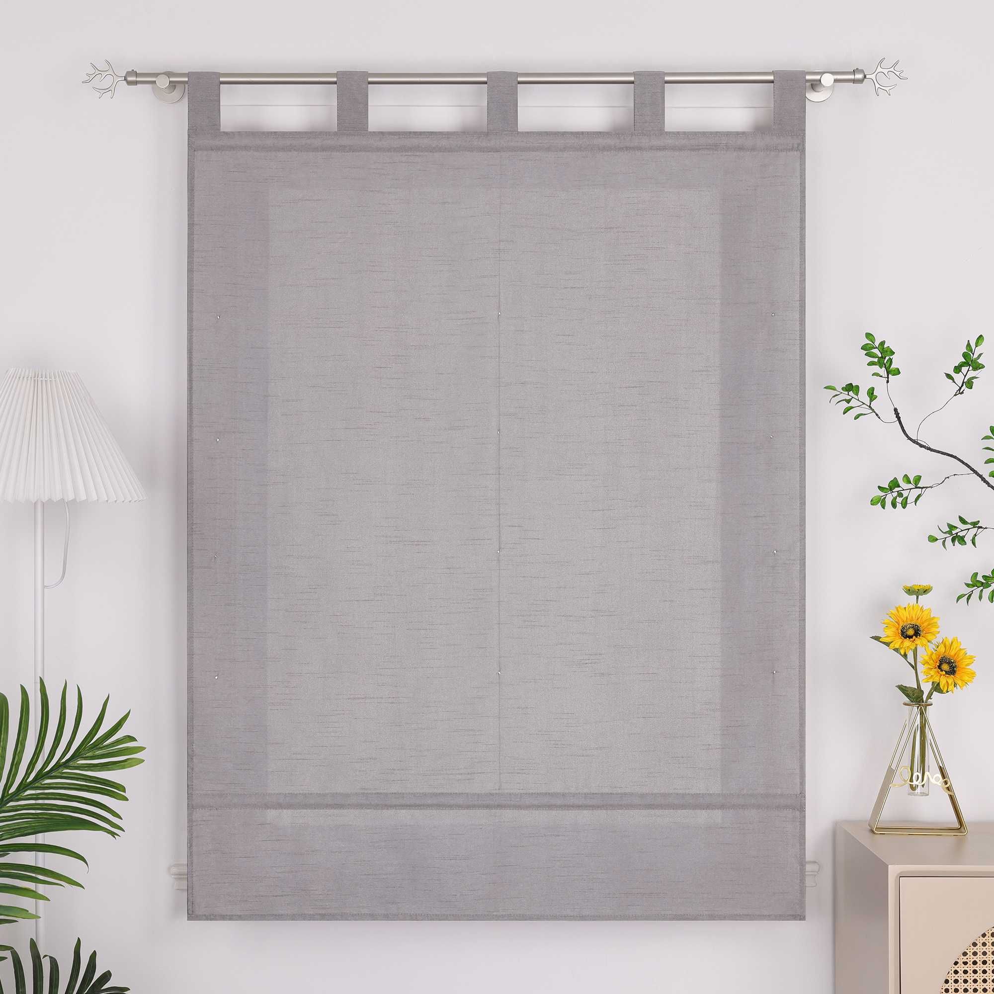 Raffrollo mit Schlaufen Raffgardinen Küche Gardinen Vorhänge Bändchenrollo Wohnzimmer Uni 1 Stück