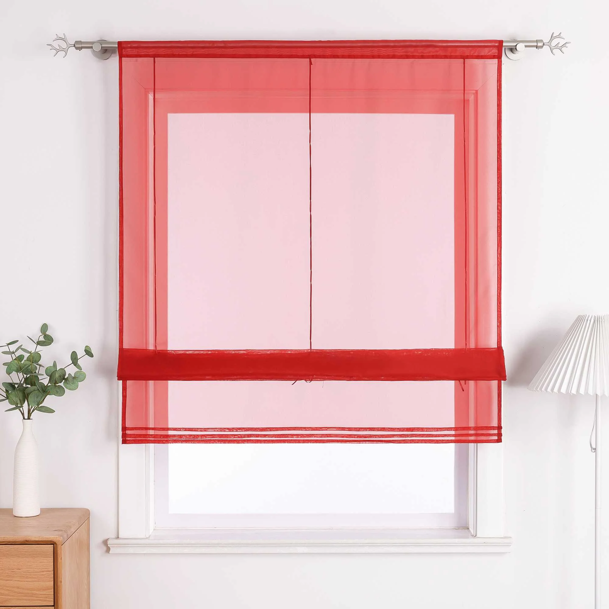 Rollos durch Stangendurchzug Transparente Luftig Unifarbig 1 Stück