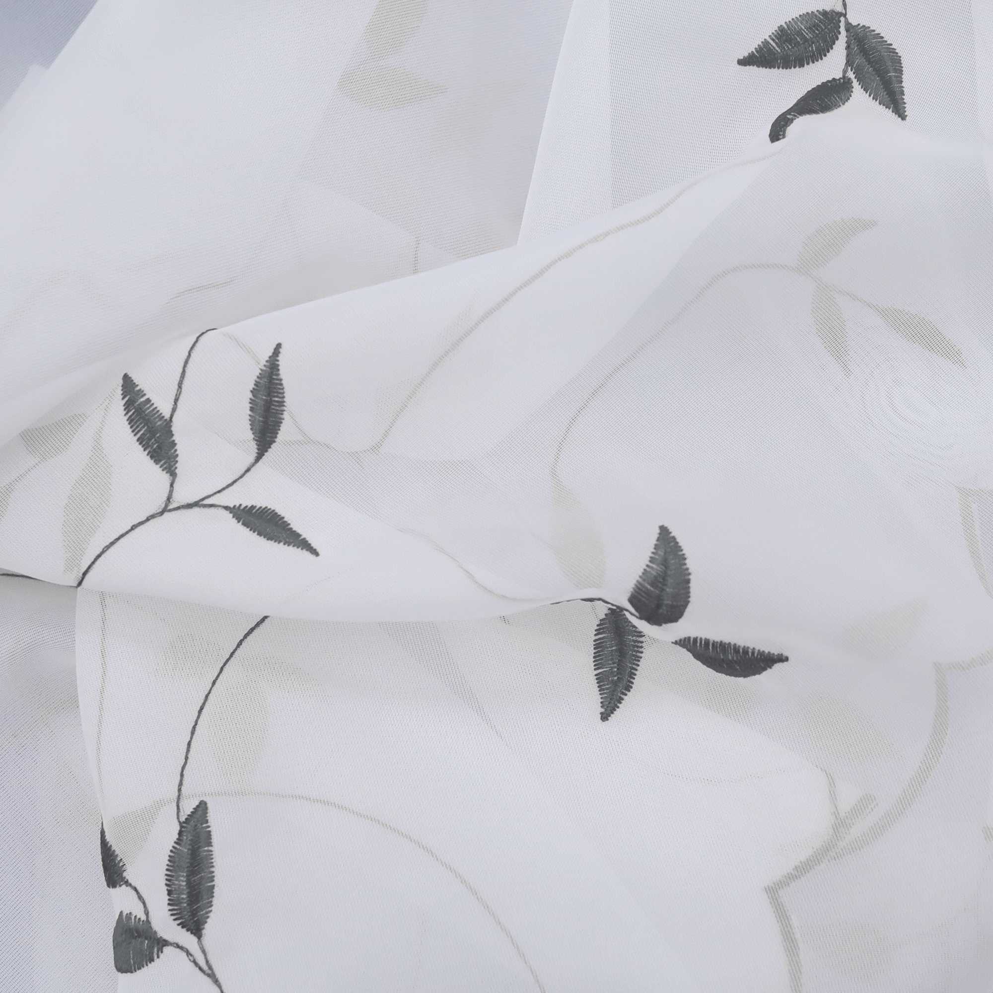 Scheibengardinen Voile Bistrogardinen mit Blattstickerei Transparent Bestickte Küche Kurzstores