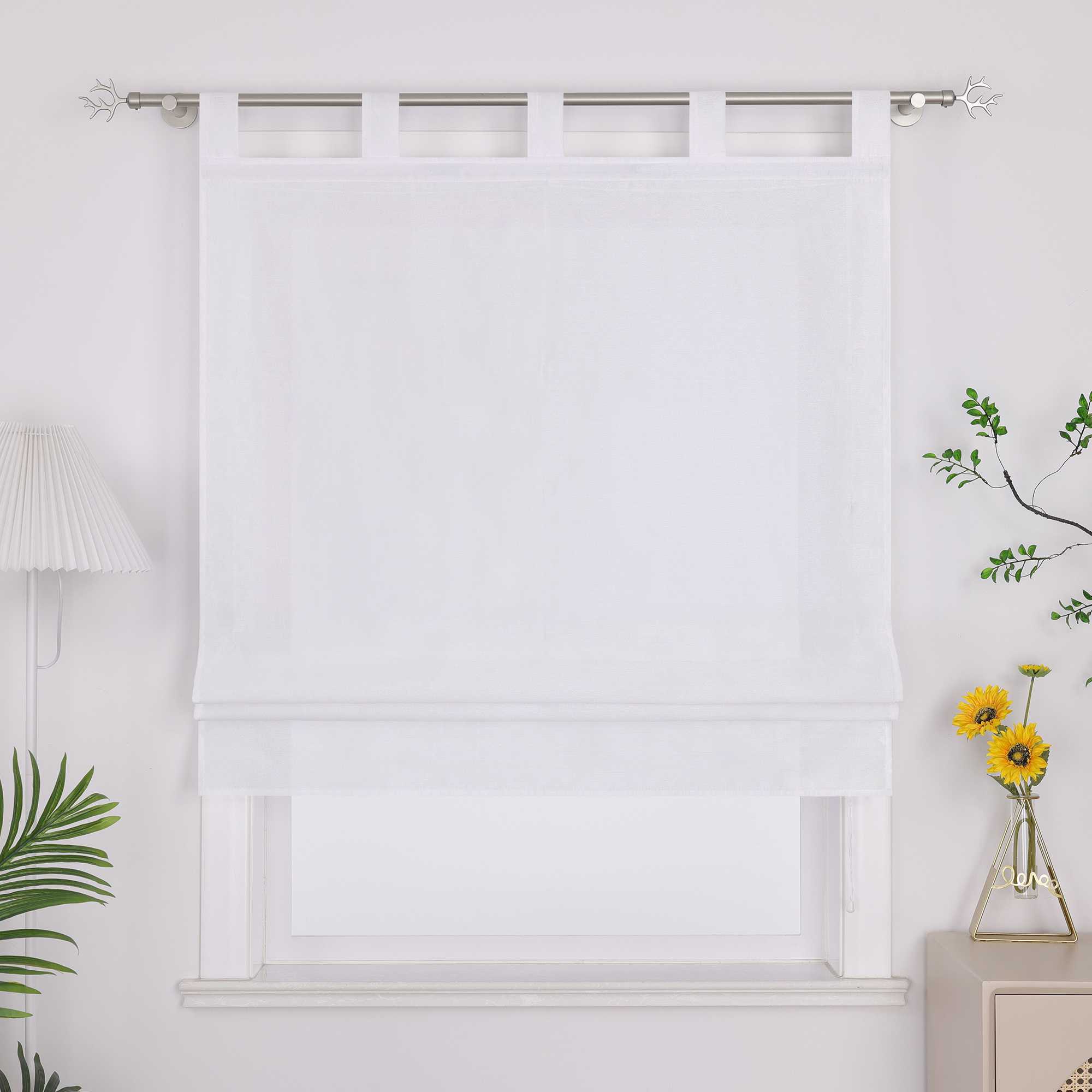 Raffrollo mit Schlaufen Raffgardinen Küche Gardinen Vorhänge Bändchenrollo Wohnzimmer Uni 1 Stück