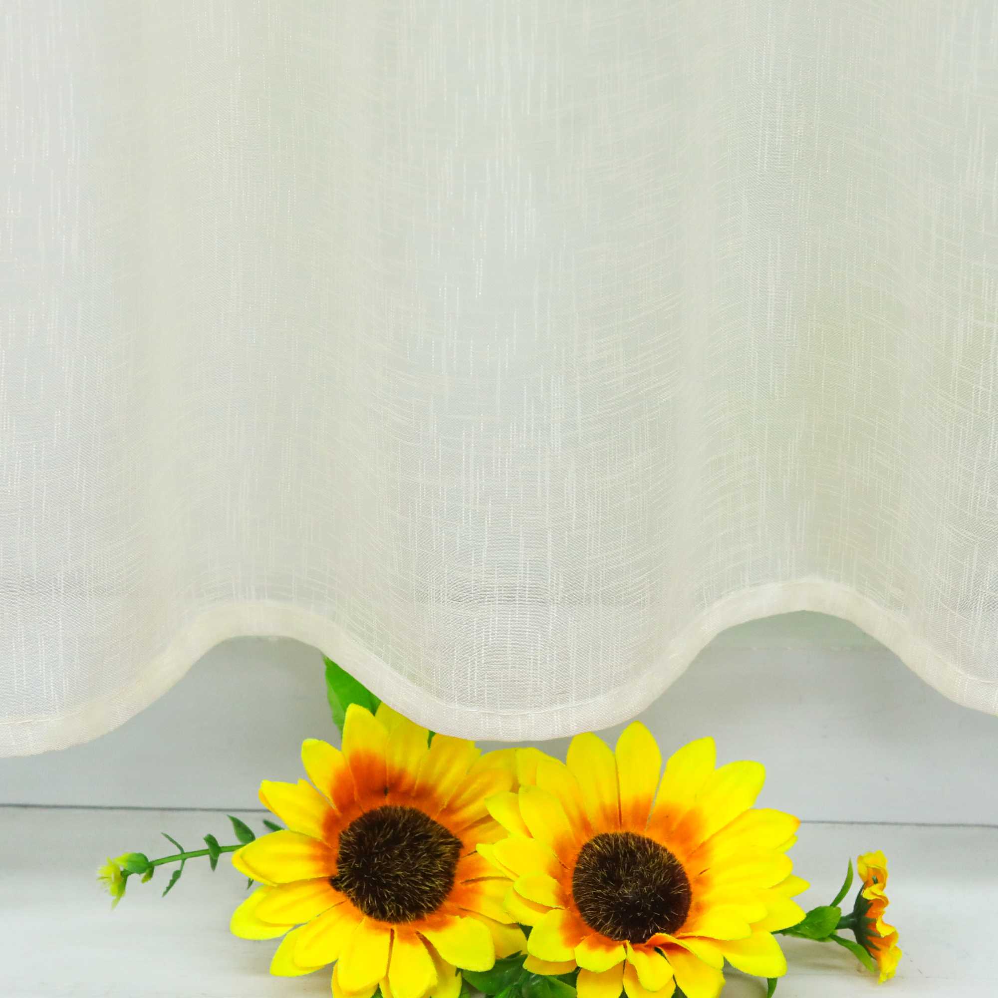 Scheibengardine 2er Set Bistrogardinen durch Tunnelzug Kurzgardinen Leinen Halbtransparent