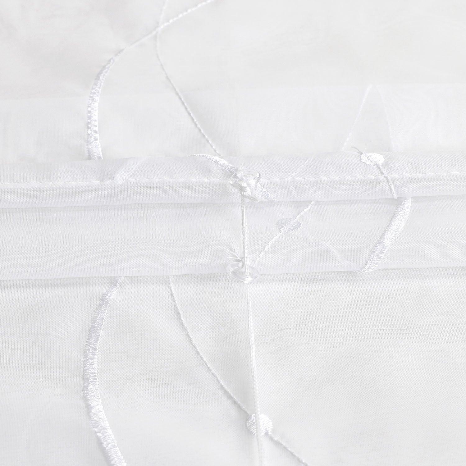 Raffrollo mit Klettband Küche Gardinen Raffgardinen Voile Bändchenrollo mit Wellenperlenmuster Stickerei Transparent 1 Stück