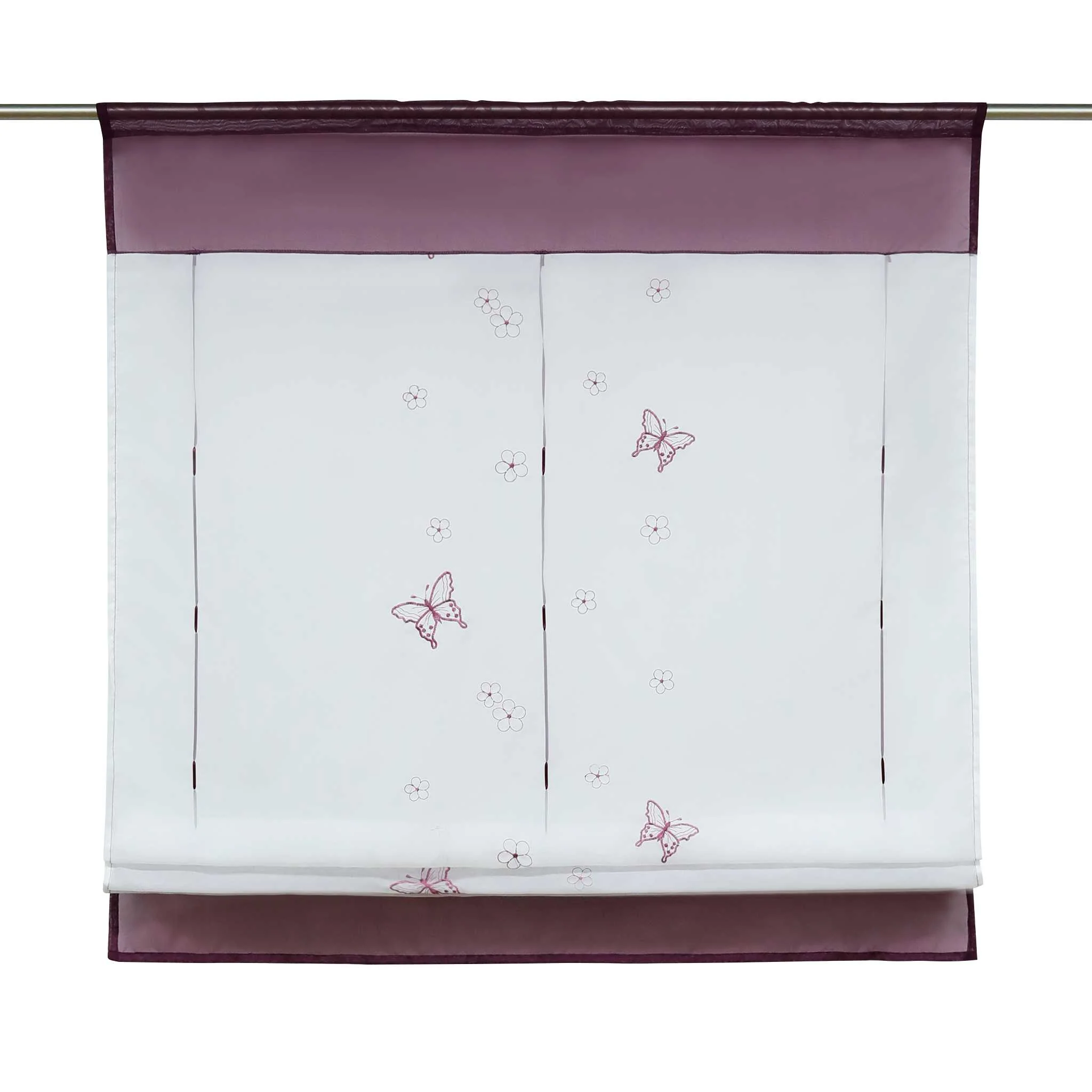 Raffrollo durch Tunnelzug Voile Küchengardinen modern Raffgardinen mit Stickerei Transparent 1 Stück