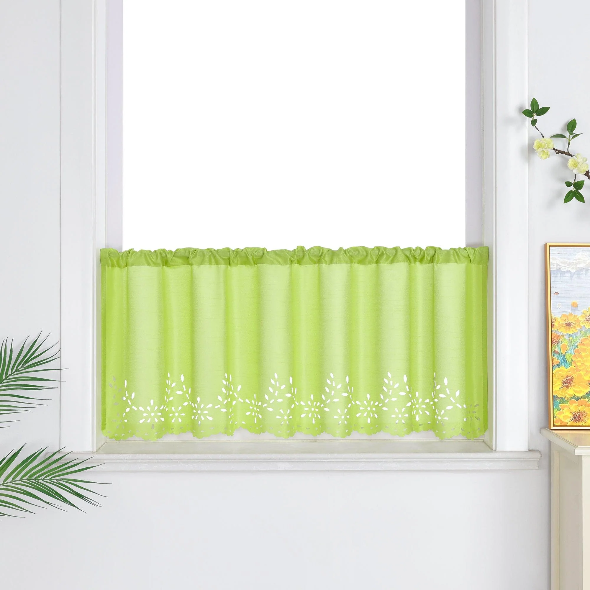 Scheibengardine mit Lochmuster Küchengardinen Kurz Voile Bistrogardine