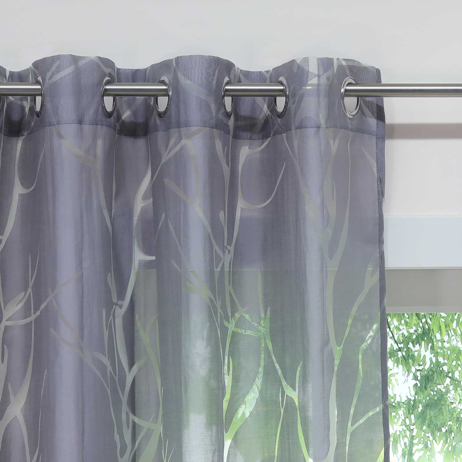 Transparenter Vorhang mit grobes Zweigmuster leicht Schutzfunktion Lichtdurchlässigkeit Gartenstil 1 Stück