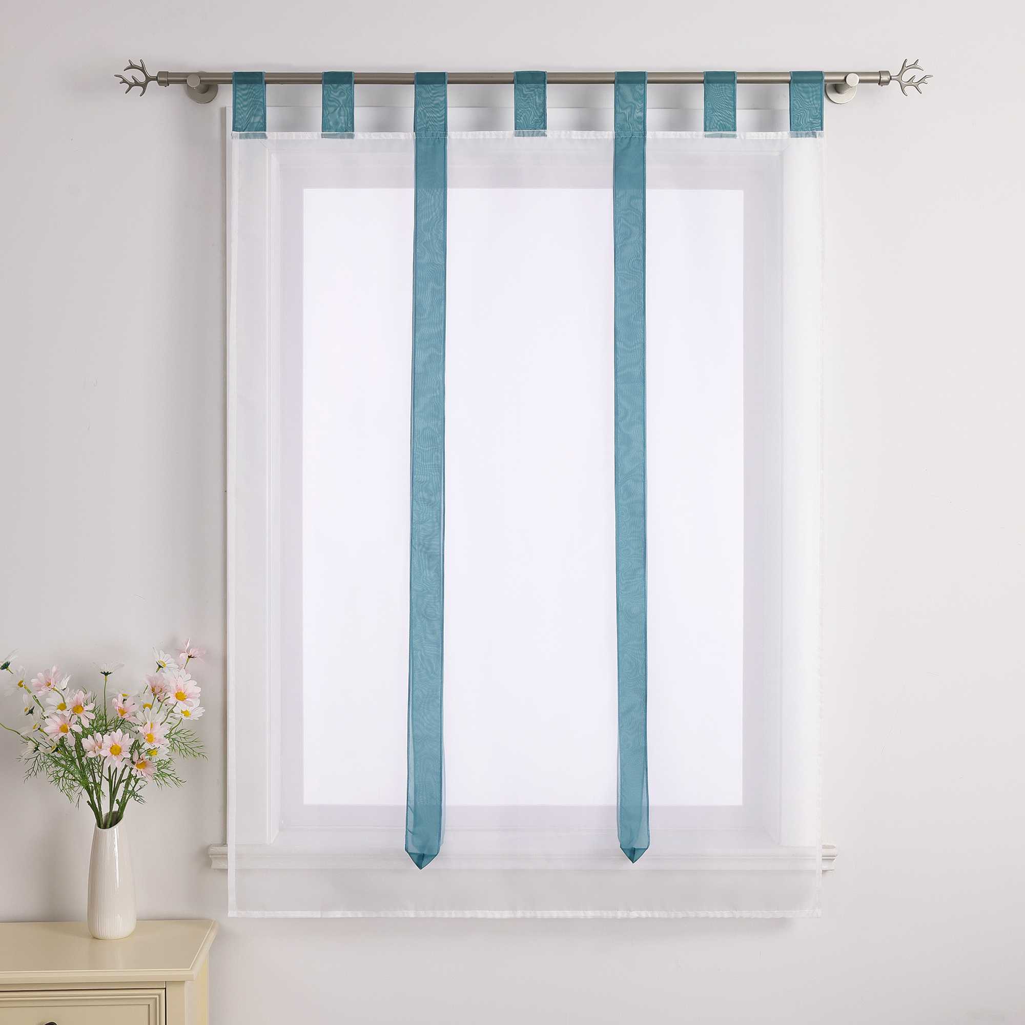 Rollos Schlaufengardine mit Schleifendesign transparent hochziehbar Fensterdeko 1 Stück