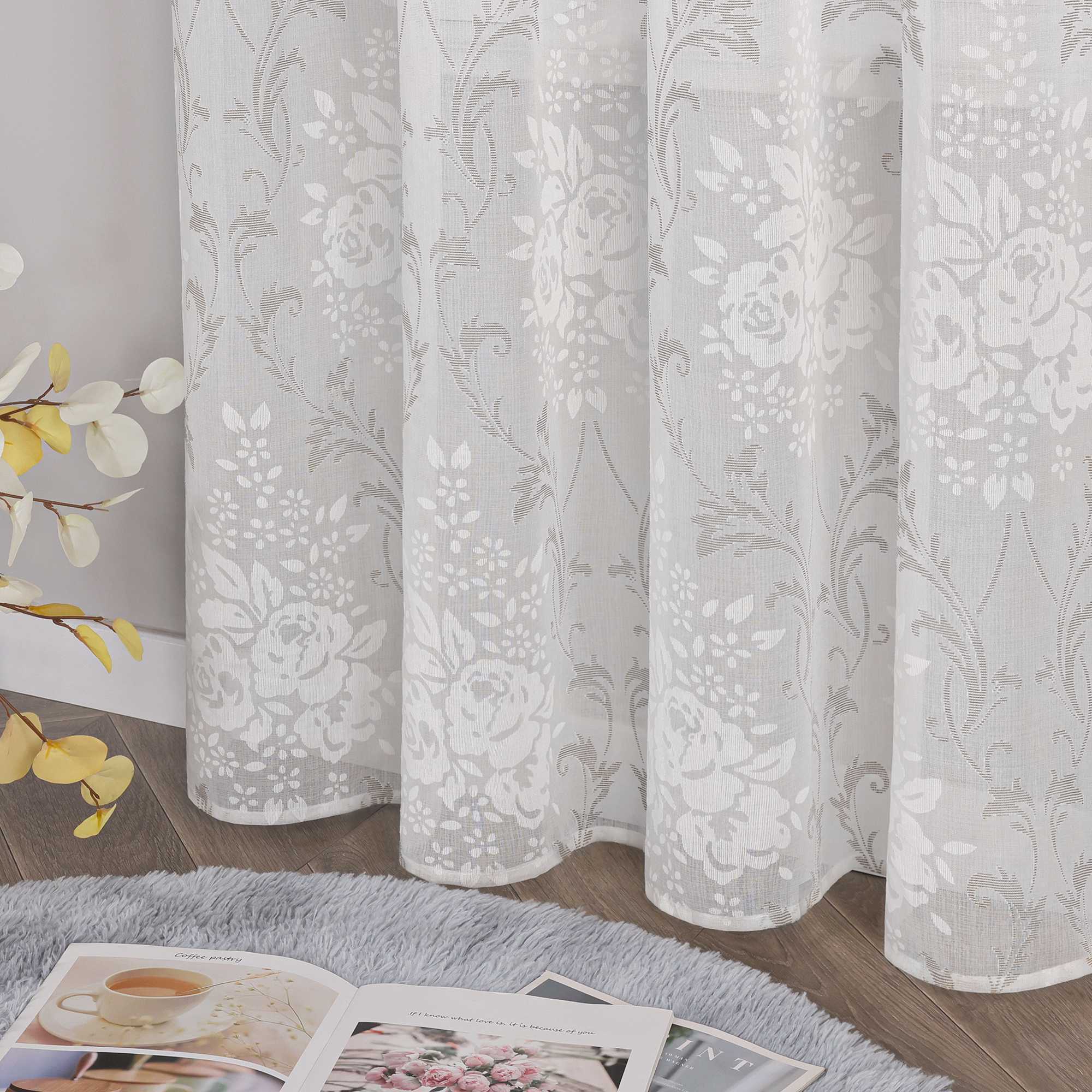 Vorhang mit Kräuselband Voile Gardine Ausbrenner Fensterschal Transparent Schlafzimmer Wohnzimmer 1 Stück