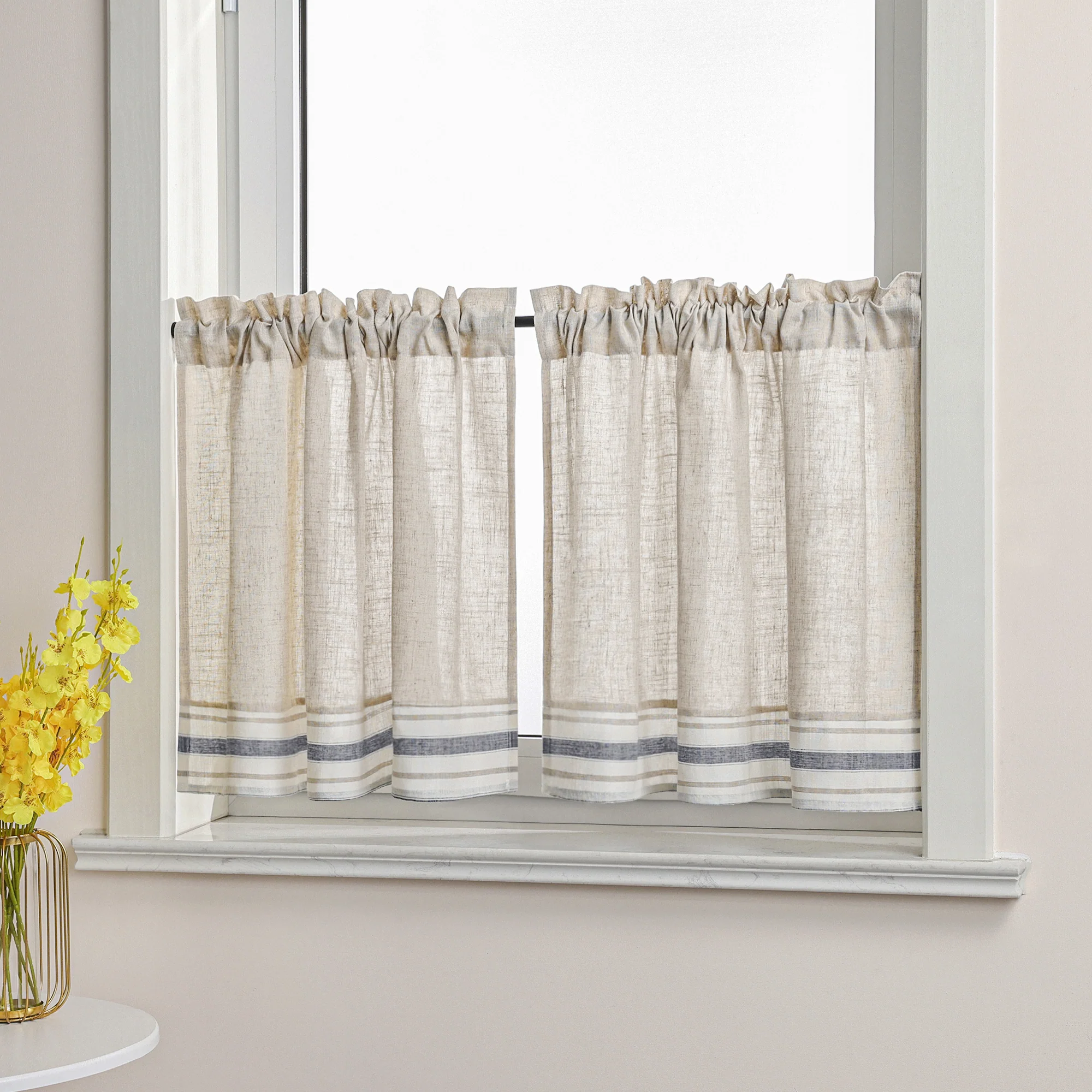 Gardinen Landhausstil mit Streifen 2er Set