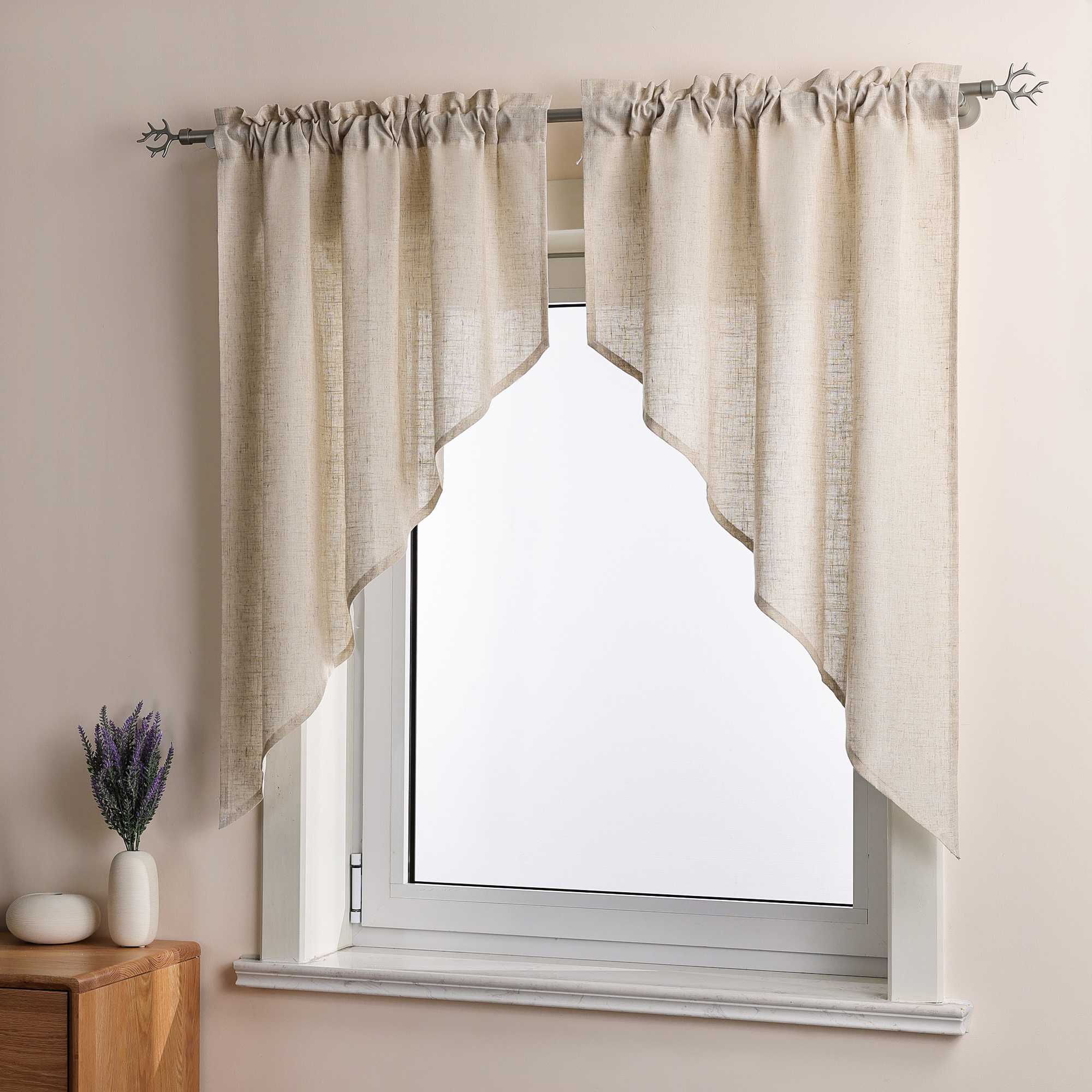 Kurzgardinen im Volant-Stil mit Karomuster 2er Set