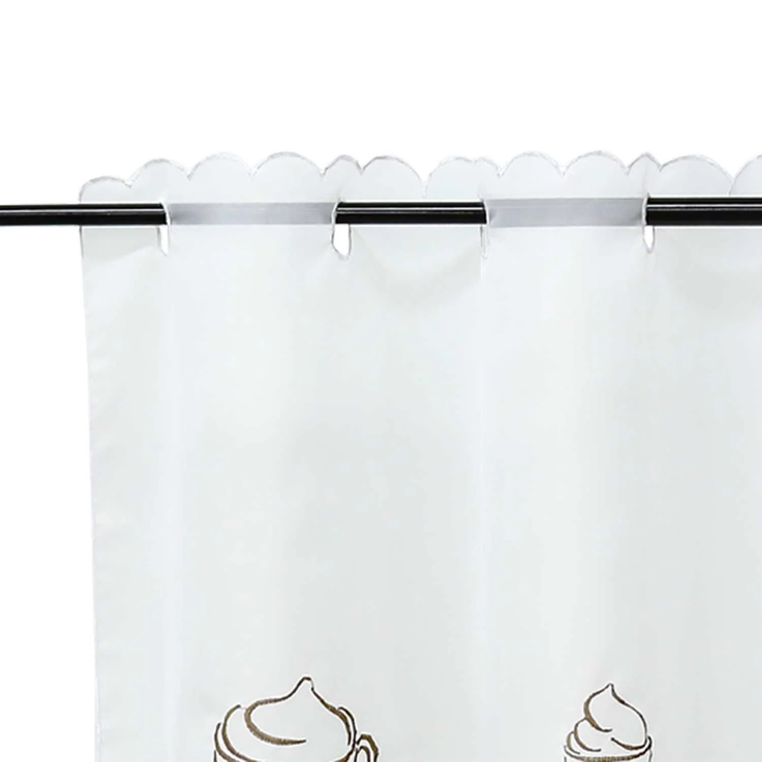 Scheibengardine Kurze Schlaufengardine mit Blumenmuster transparent lichtdurchlässig 1 Stück