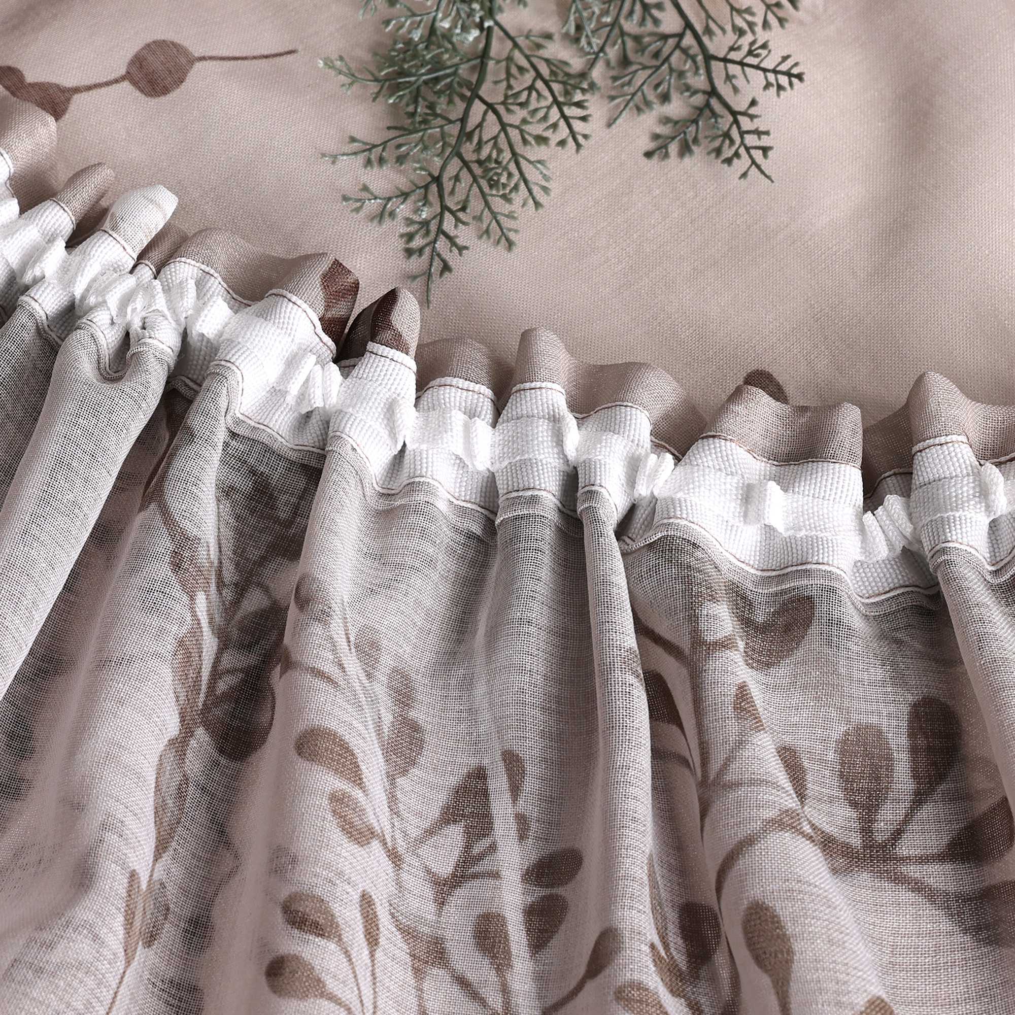 Transparente Vorhang aus Polyester durch Kräuselband mit Unregelmäßigen botanischen Mustern 1 stück