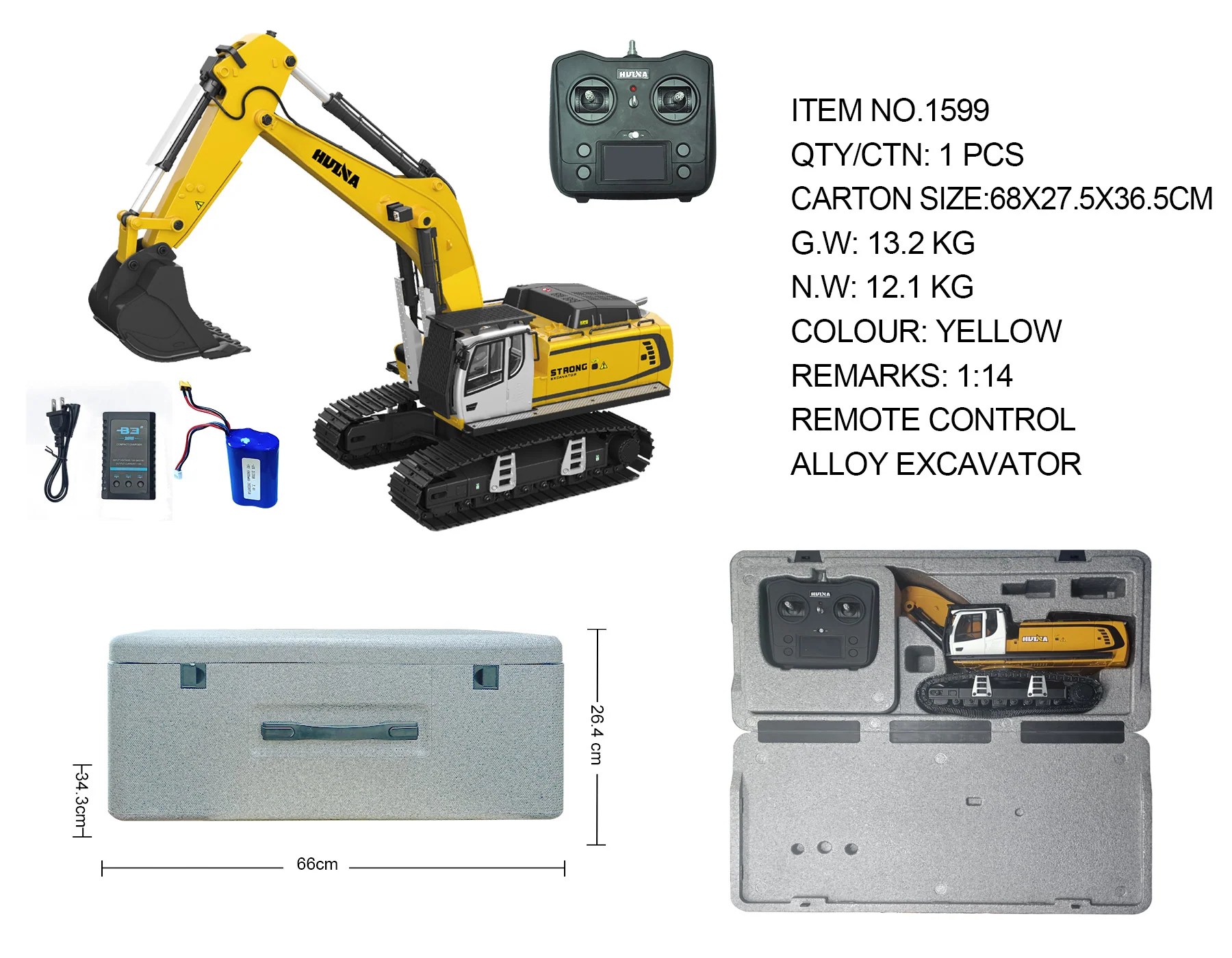 Huina 1599 RC Excavator (2025 Model)