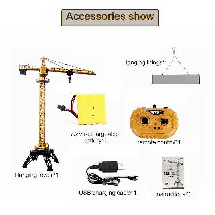 Huina 1585 12 channel Remote Control Alloy Tower Crane (2025 Model)