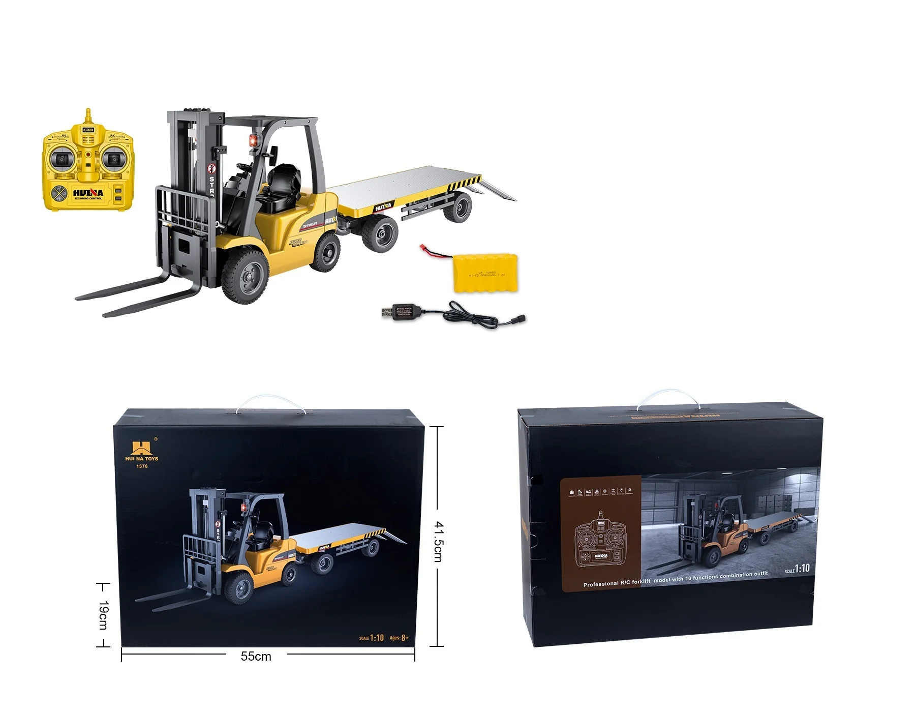 Huina 1576 RC Forklift + Flat Bed (2025 Model)