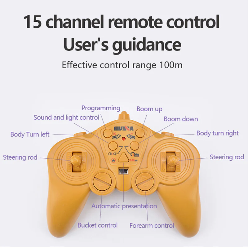 Huina 1550 Remote Control 1:14 Electric Excavator Model