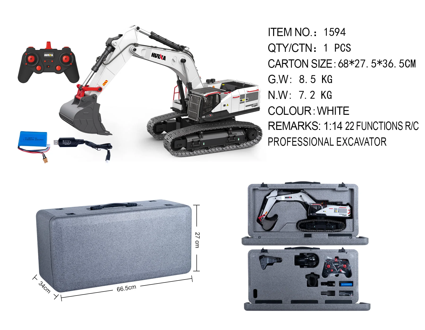 Huina 1594 RC EXCAVATOR (2025 Model)