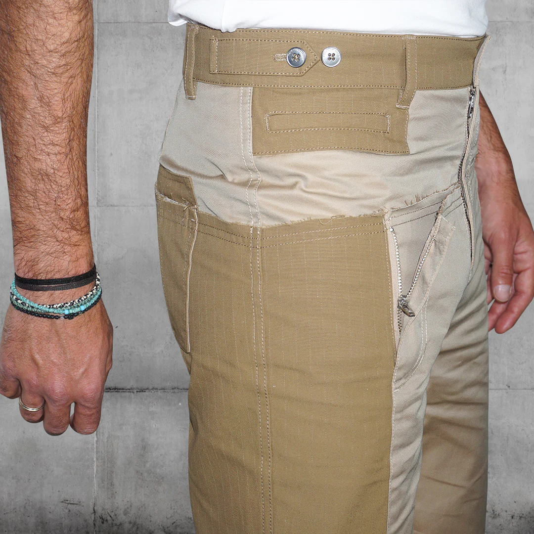 Khaki Paneled Trousers