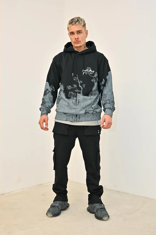 New Printed Black Hoodie designed by Feng Chen Wang